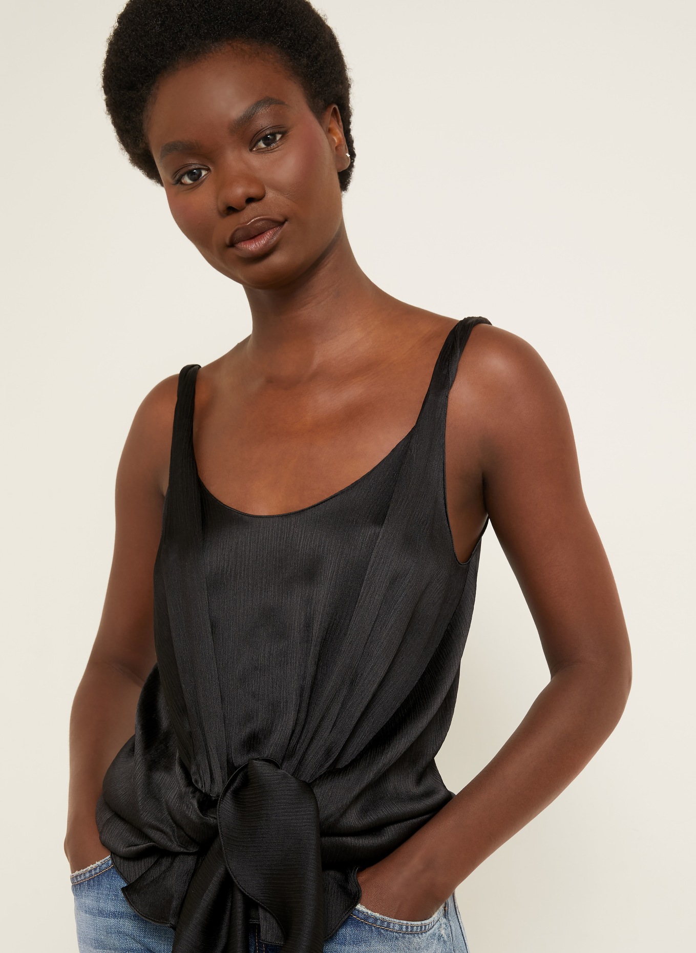 JW ANDERSON top en soie: NOIR