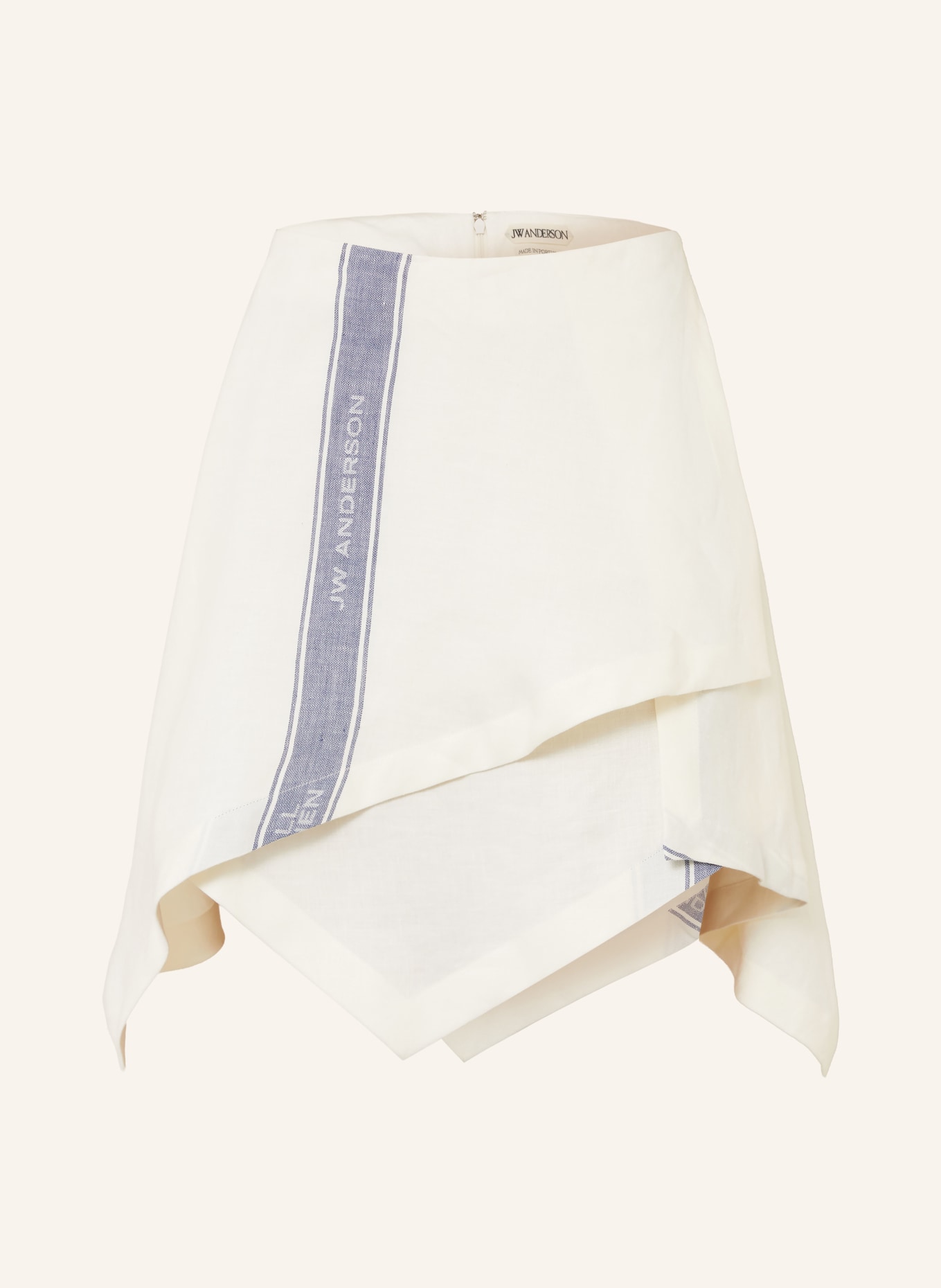 JW ANDERSON Leinenrock in Wickeloptik: ECRU / BLAU