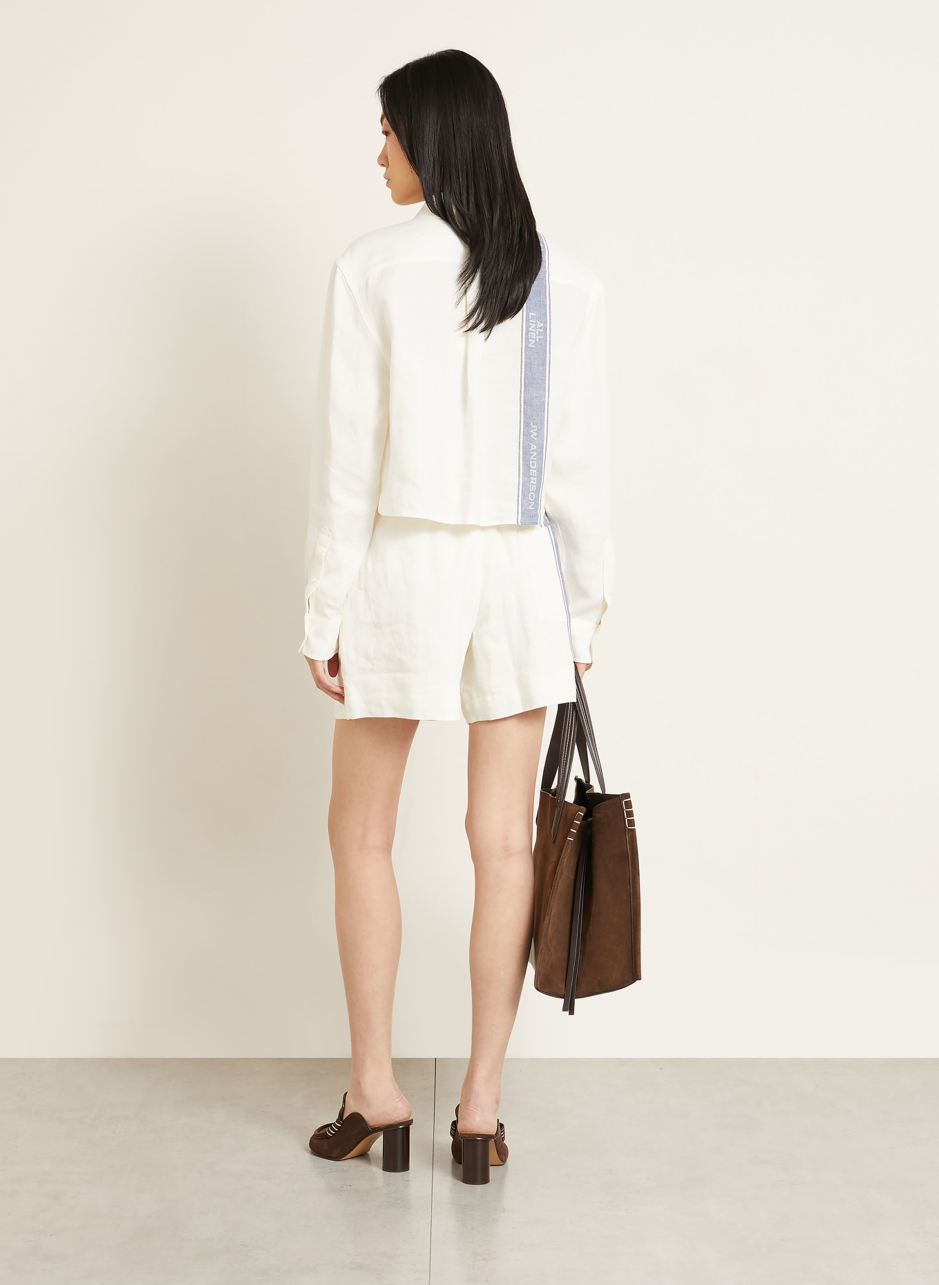 JW ANDERSON Linnen shorts: ECRU / BLAUW