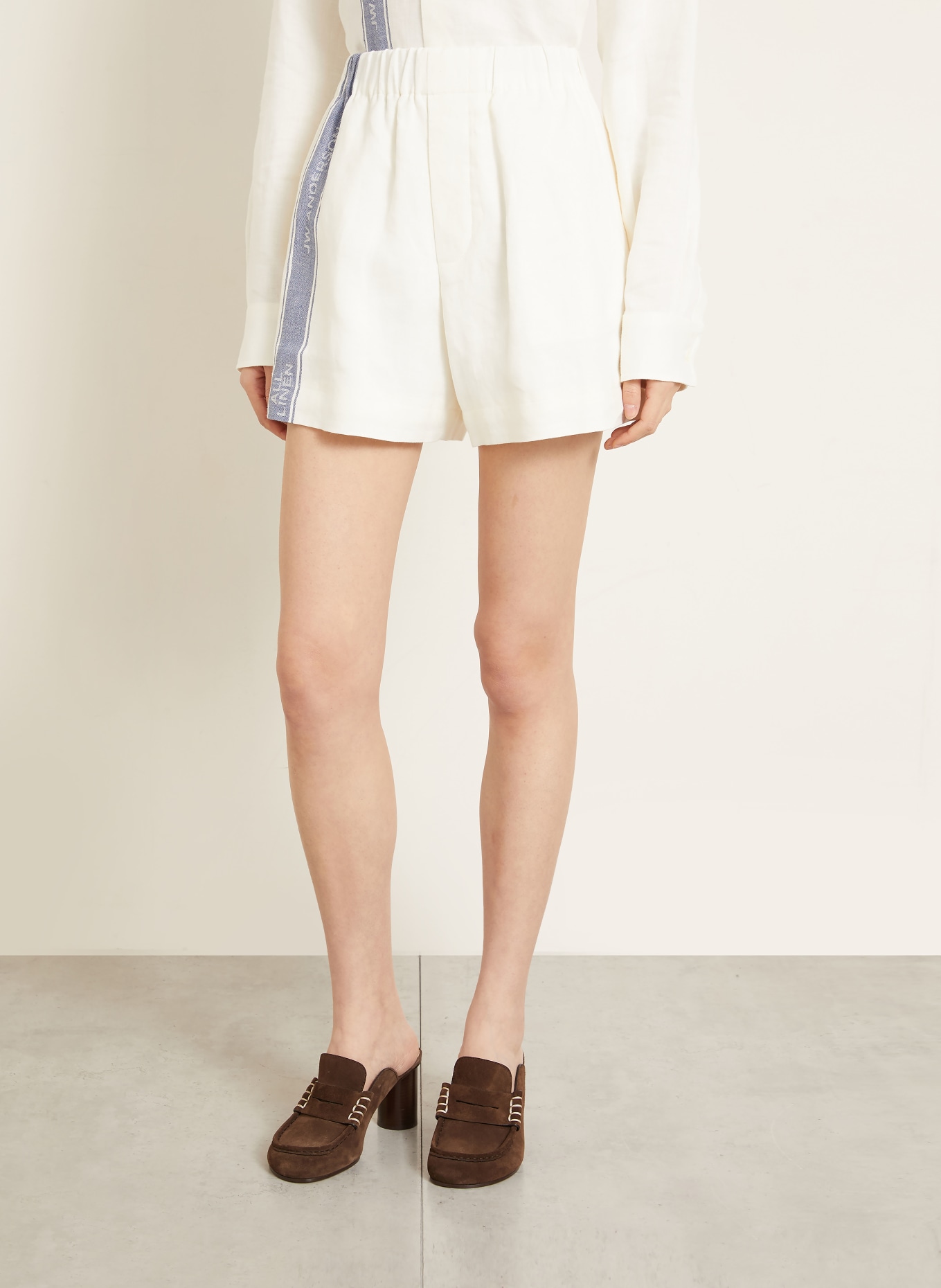 JW ANDERSON Linnen shorts: ECRU / BLAUW