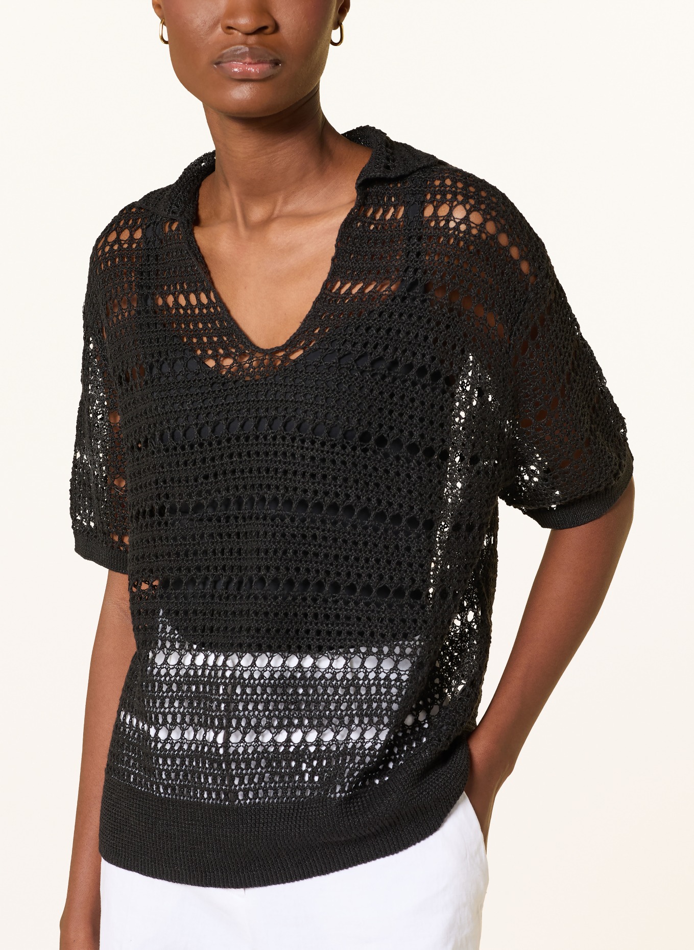 darling harbour chemise au crochet: BLACK