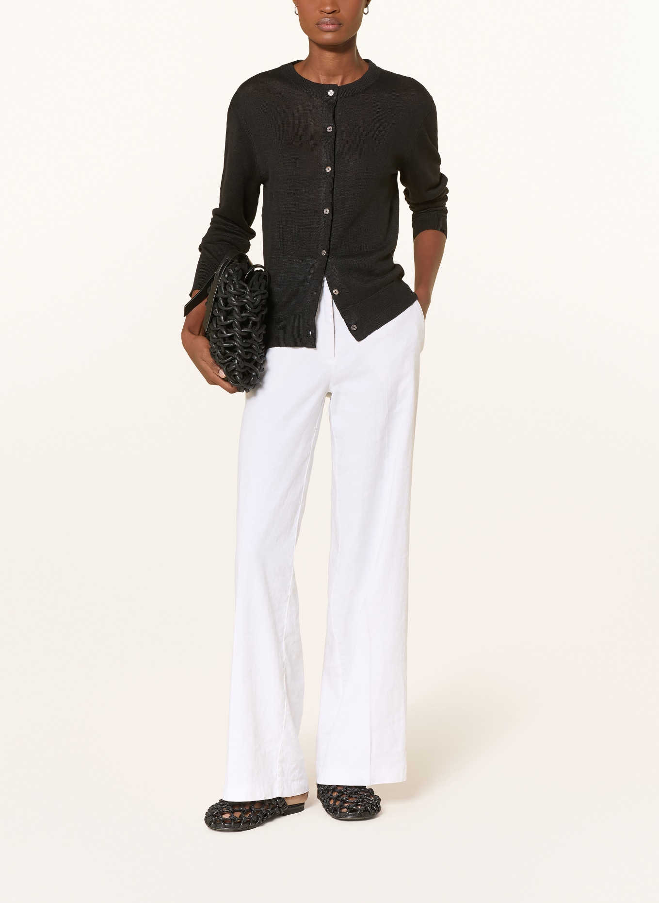 darling harbour Linen cardigan: BLACK