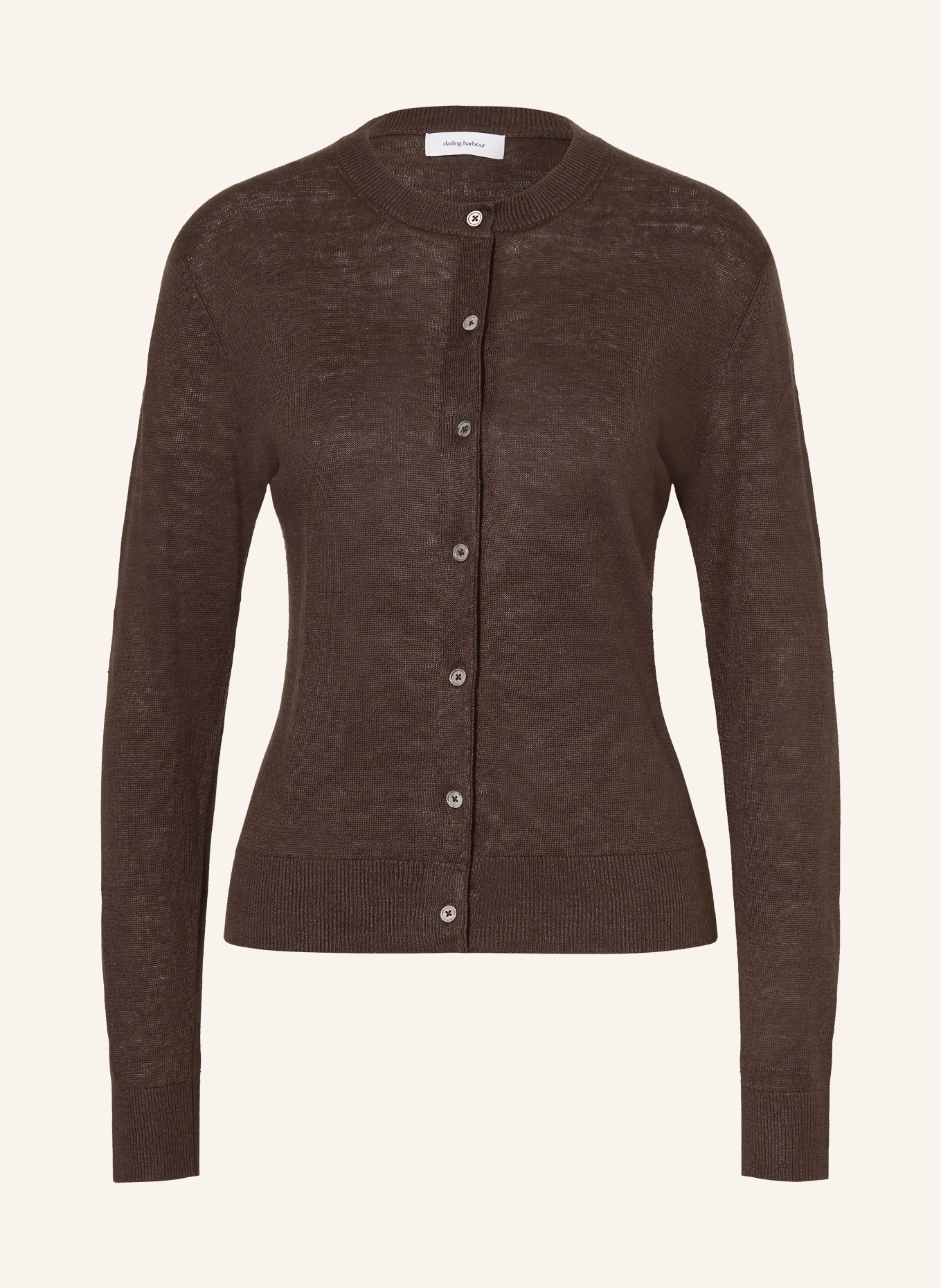 darling harbour Strickjacke aus Leinen: DARK BROWN