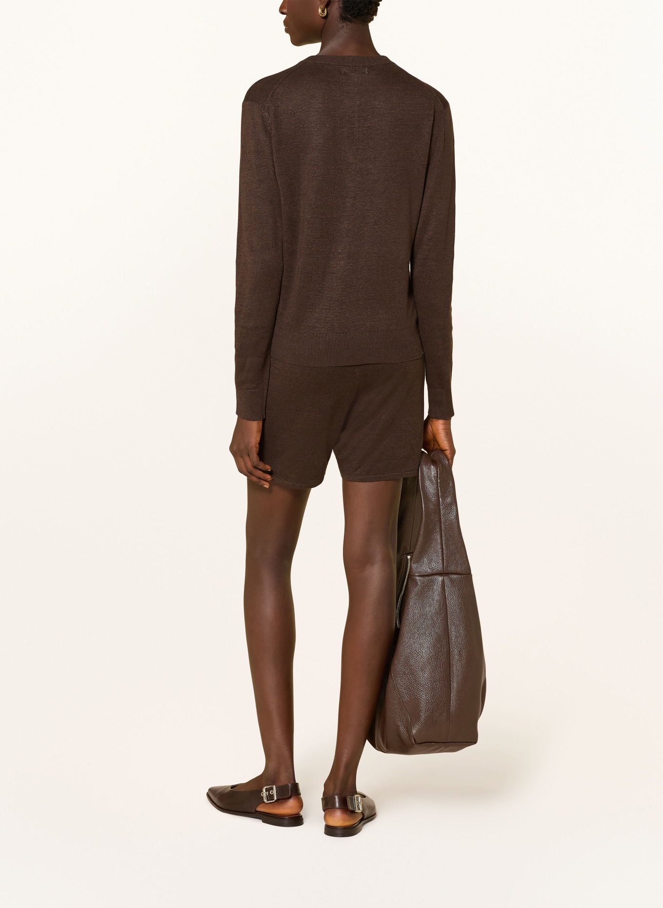 darling harbour Strickjacke aus Leinen: DARK BROWN