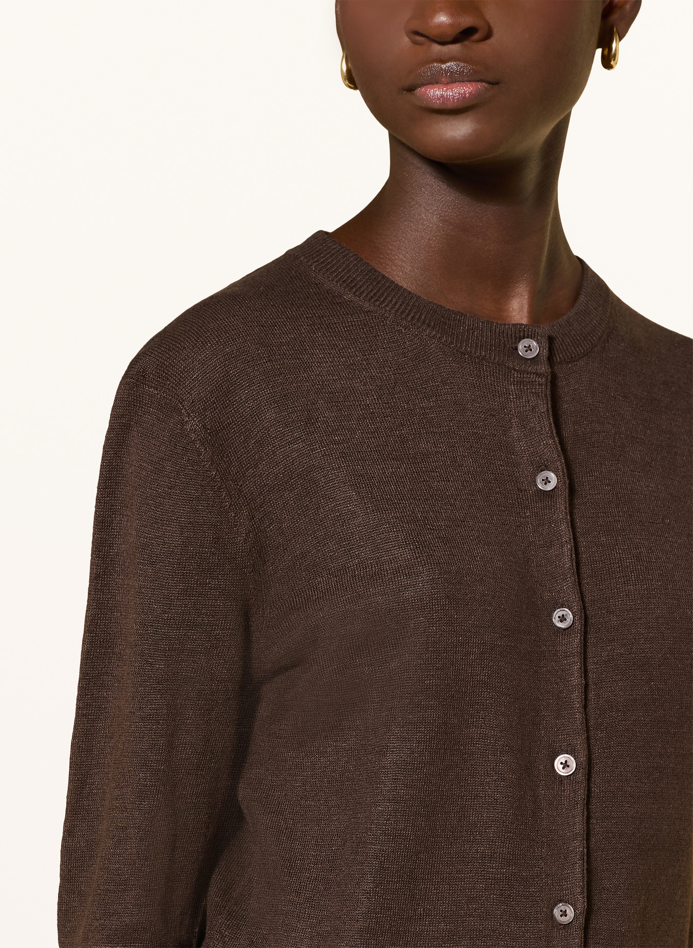 darling harbour Strickjacke aus Leinen: DARK BROWN