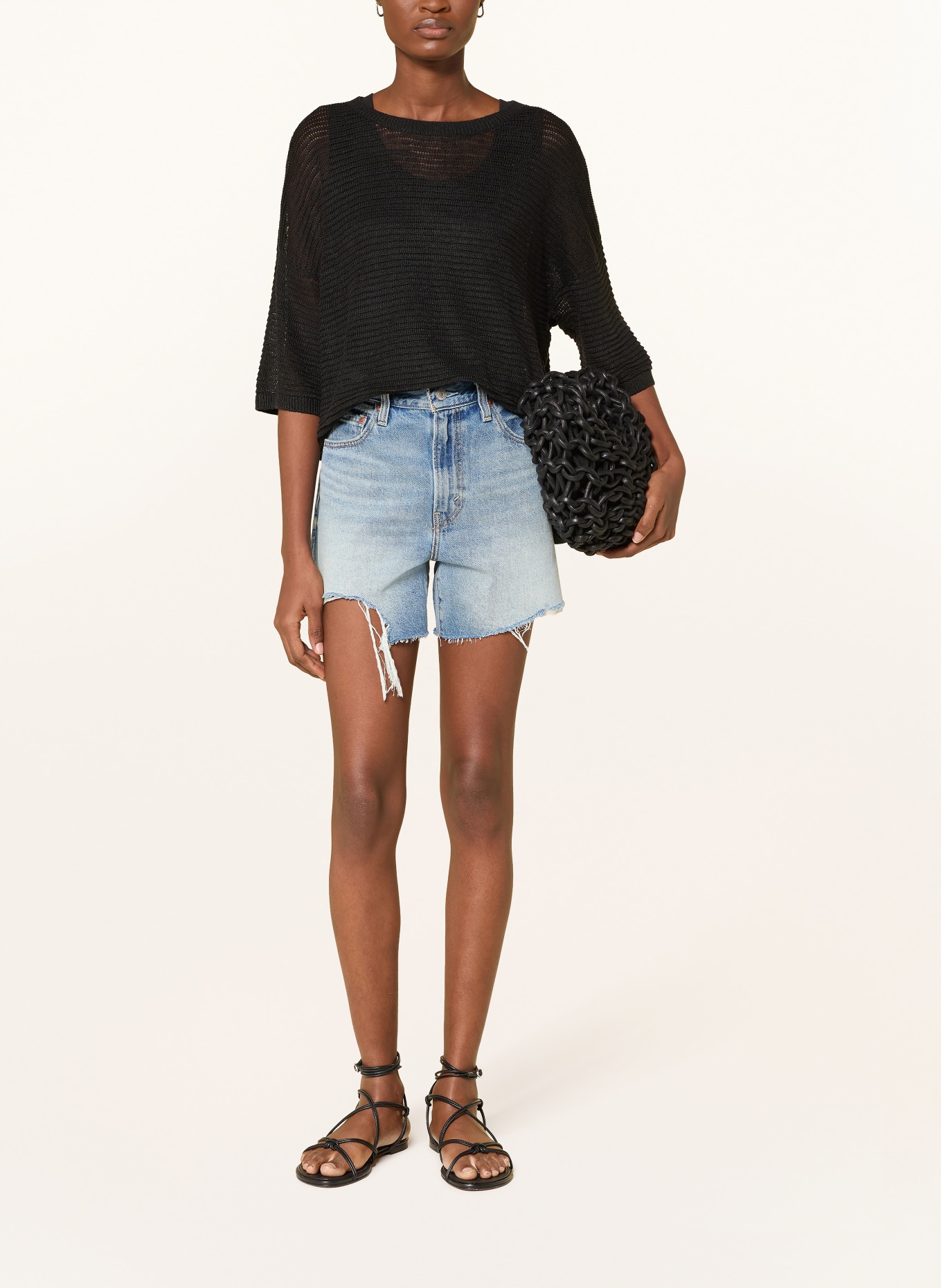 darling harbour T-shirt en lin tricoté: BLACK