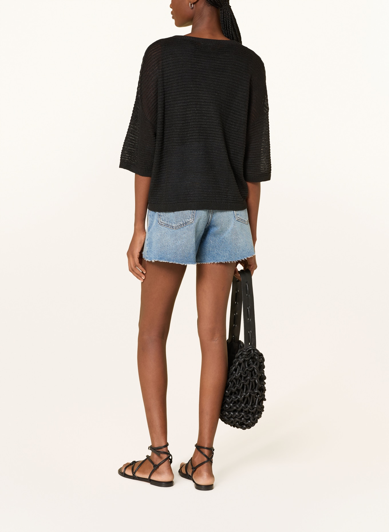 darling harbour T-shirt en lin tricoté: BLACK