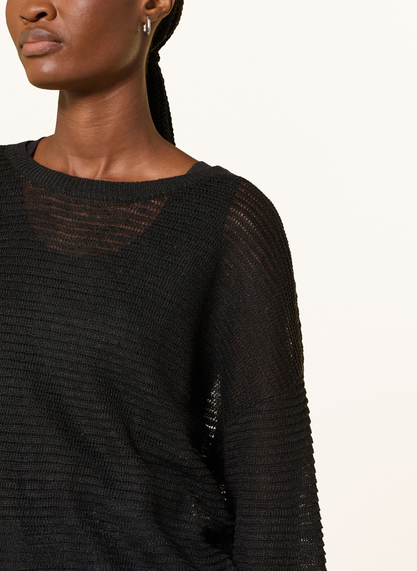 darling harbour T-shirt en lin tricoté: BLACK