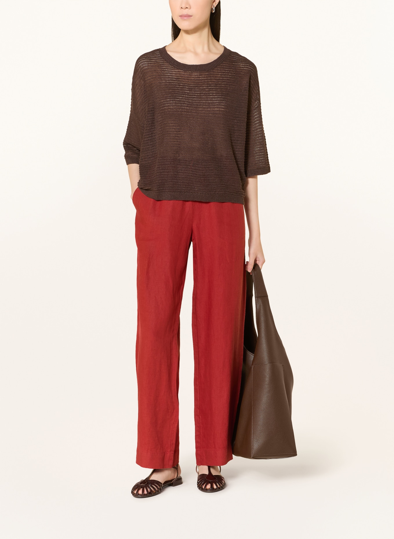 darling harbour T-shirt en lin tricoté: DARK BROWN