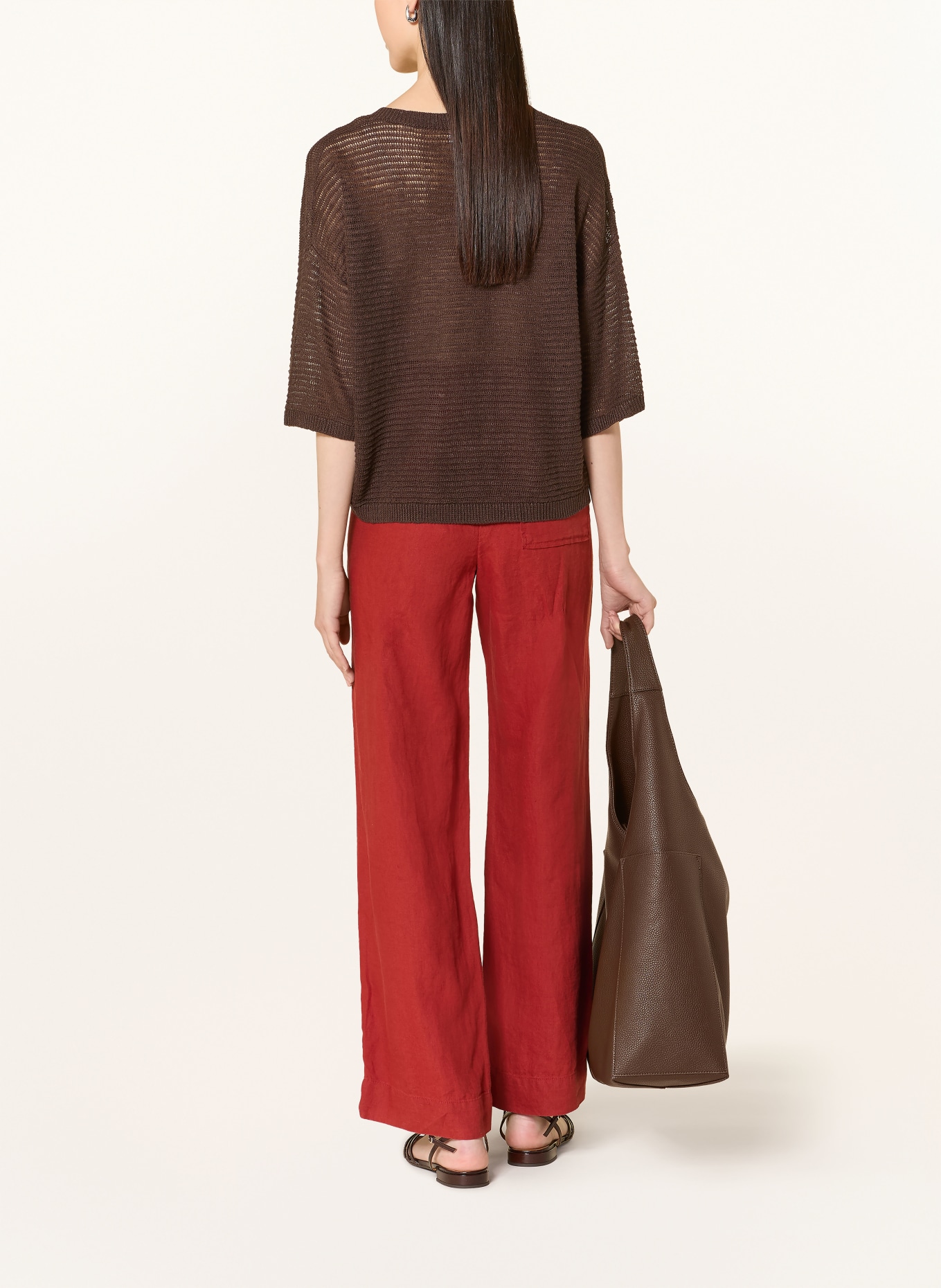 darling harbour T-shirt en lin tricoté: DARK BROWN
