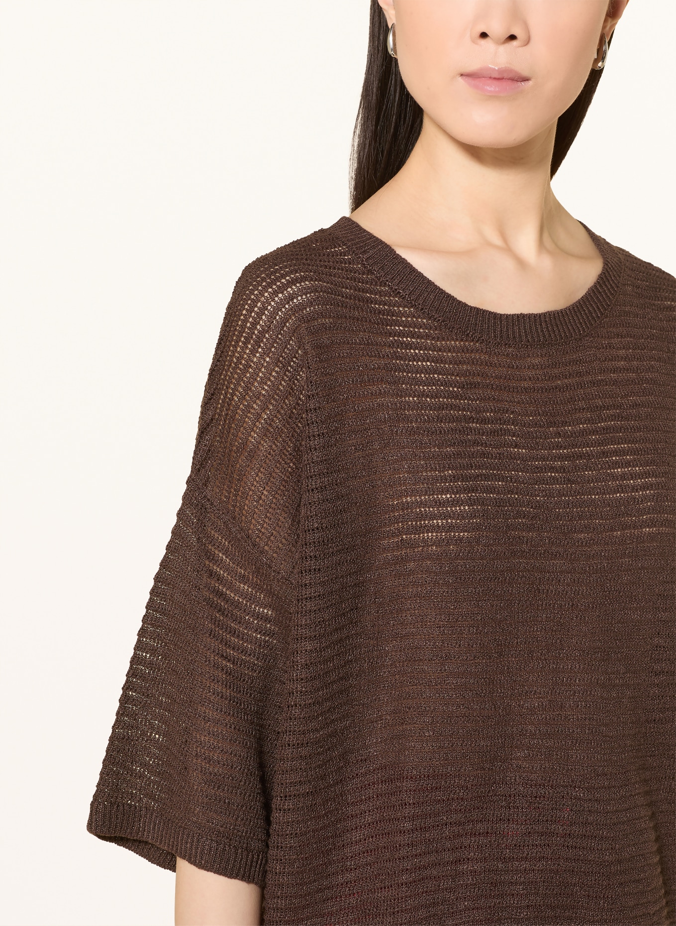 darling harbour T-shirt en lin tricoté: DARK BROWN