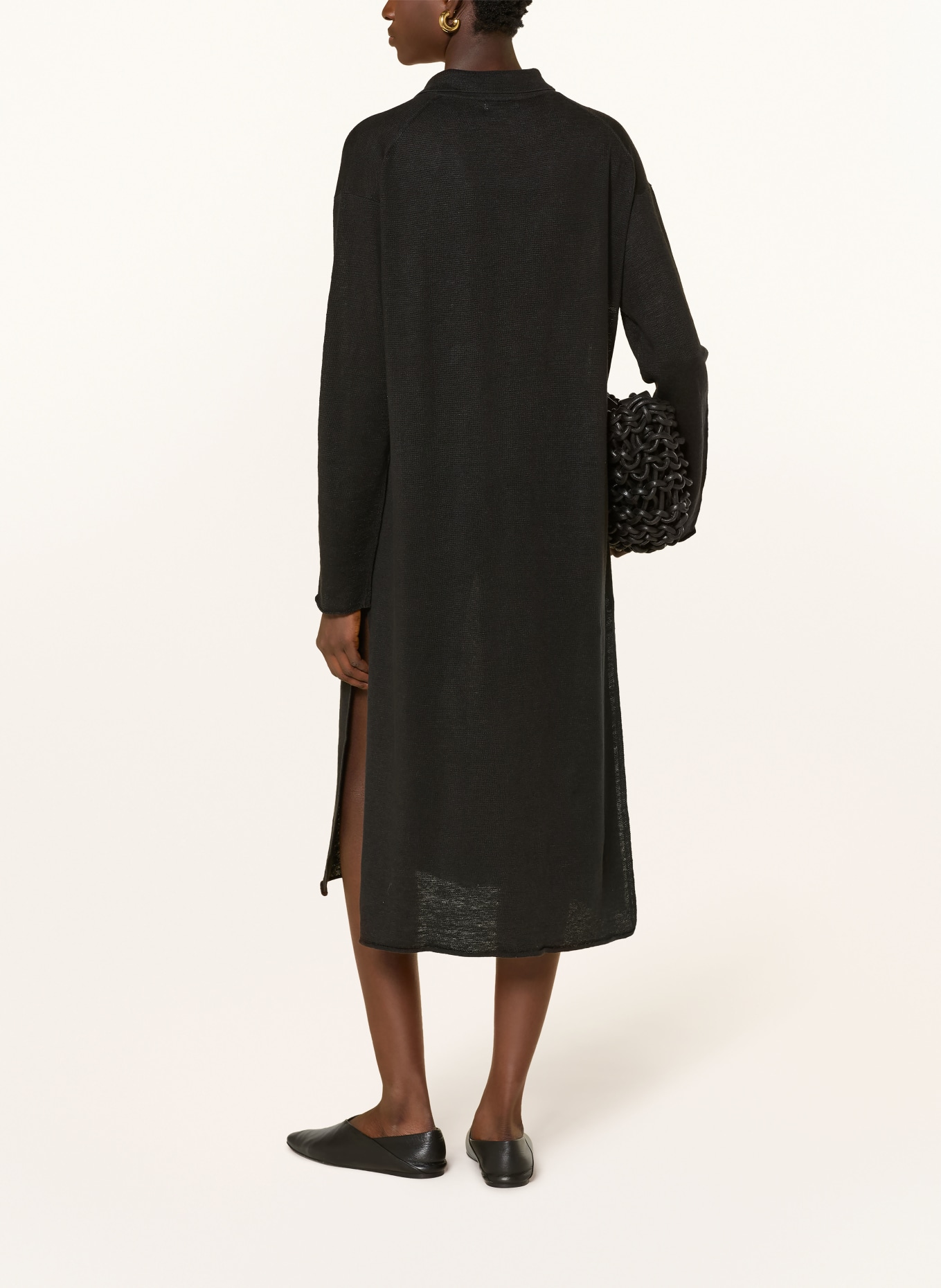 darling harbour Strickmantel aus Leinen: BLACK