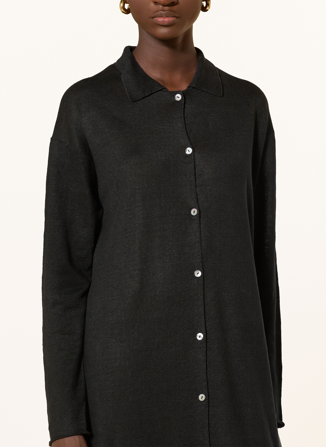 darling harbour Strickmantel aus Leinen: BLACK