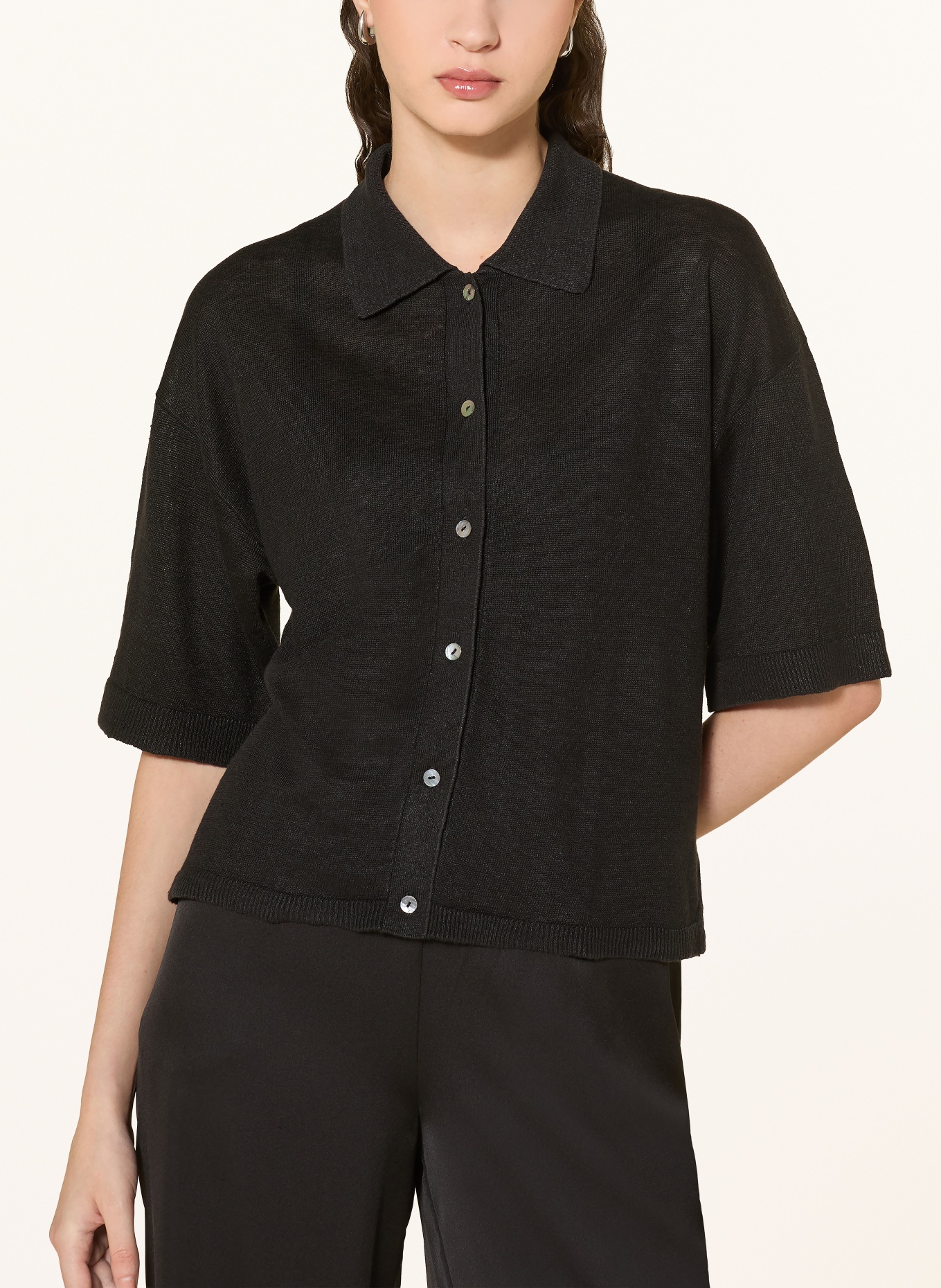 darling harbour Strickjacke aus Leinen: BLACK