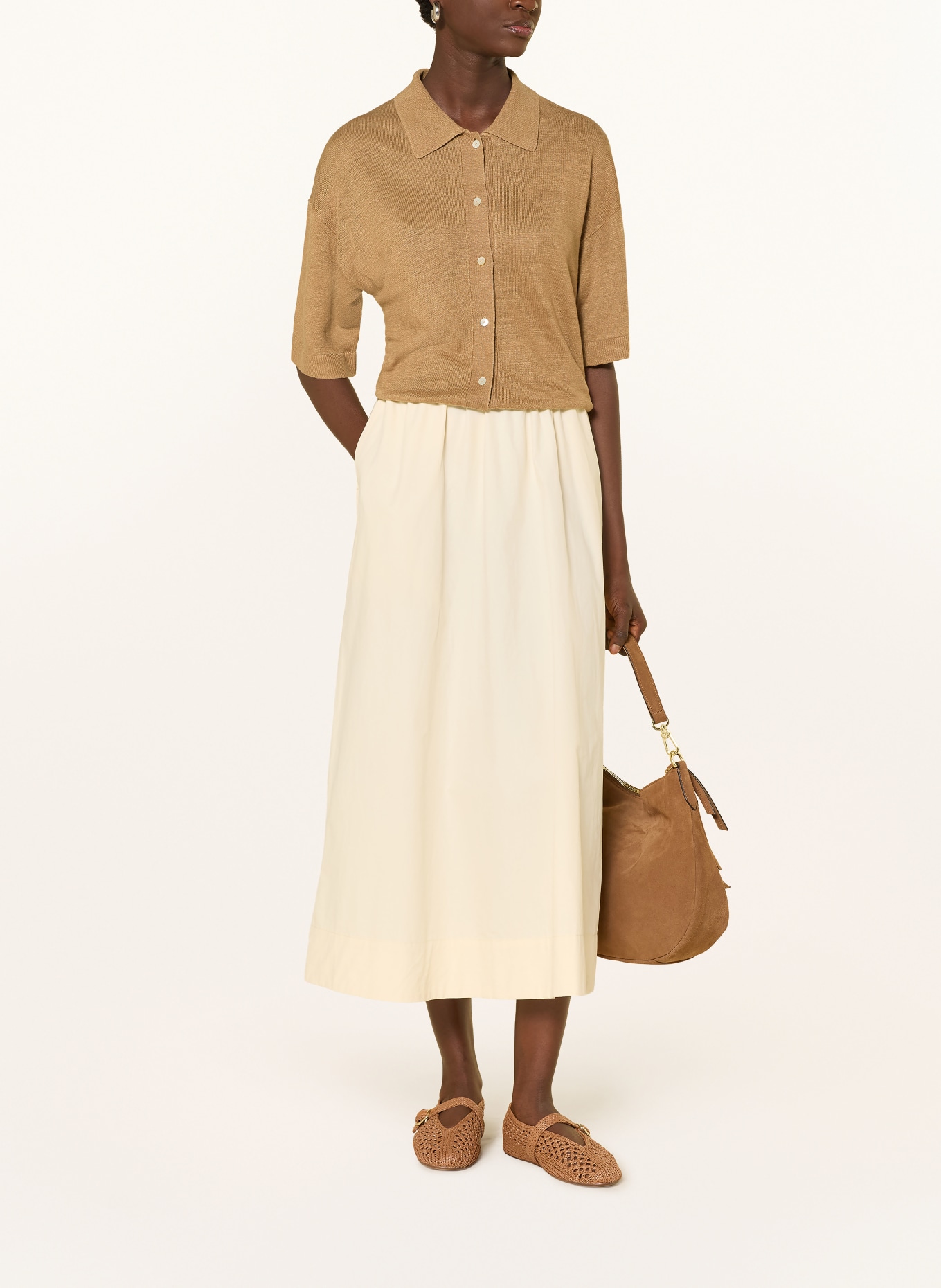 darling harbour Linen cardigan: CAPPUCCINO