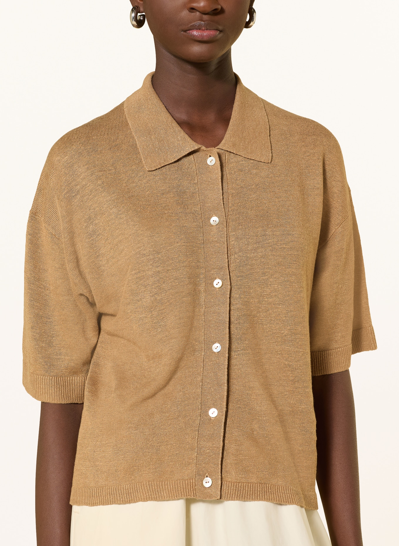 darling harbour Linen cardigan: CAPPUCCINO