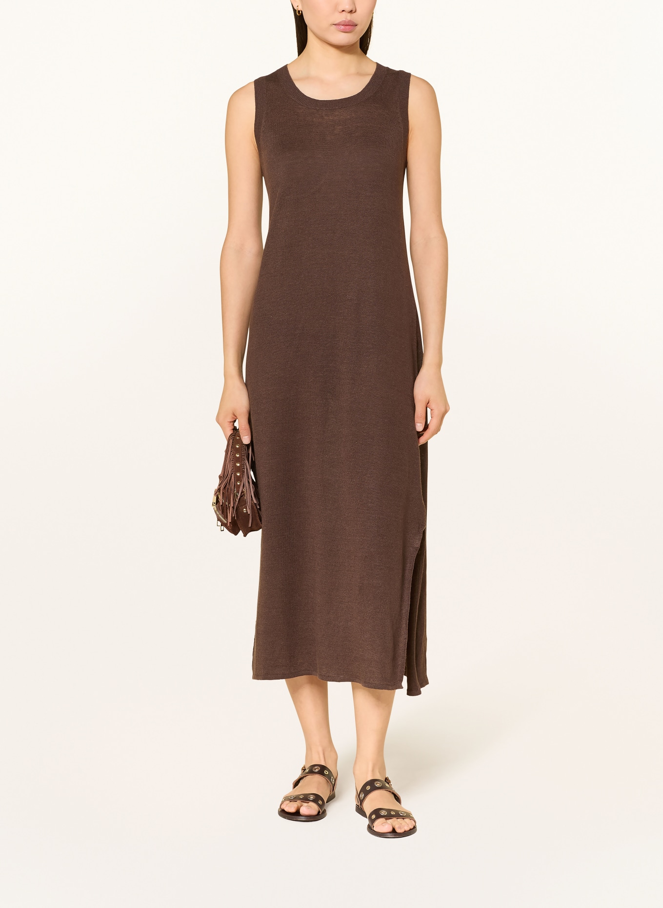 darling harbour Strickkleid aus Leinen: DARK BROWN
