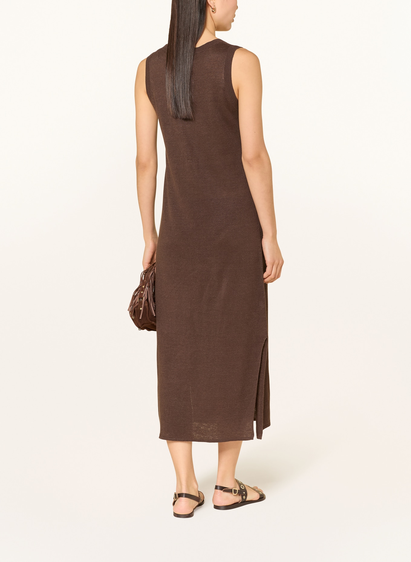 darling harbour Strickkleid aus Leinen: DARK BROWN