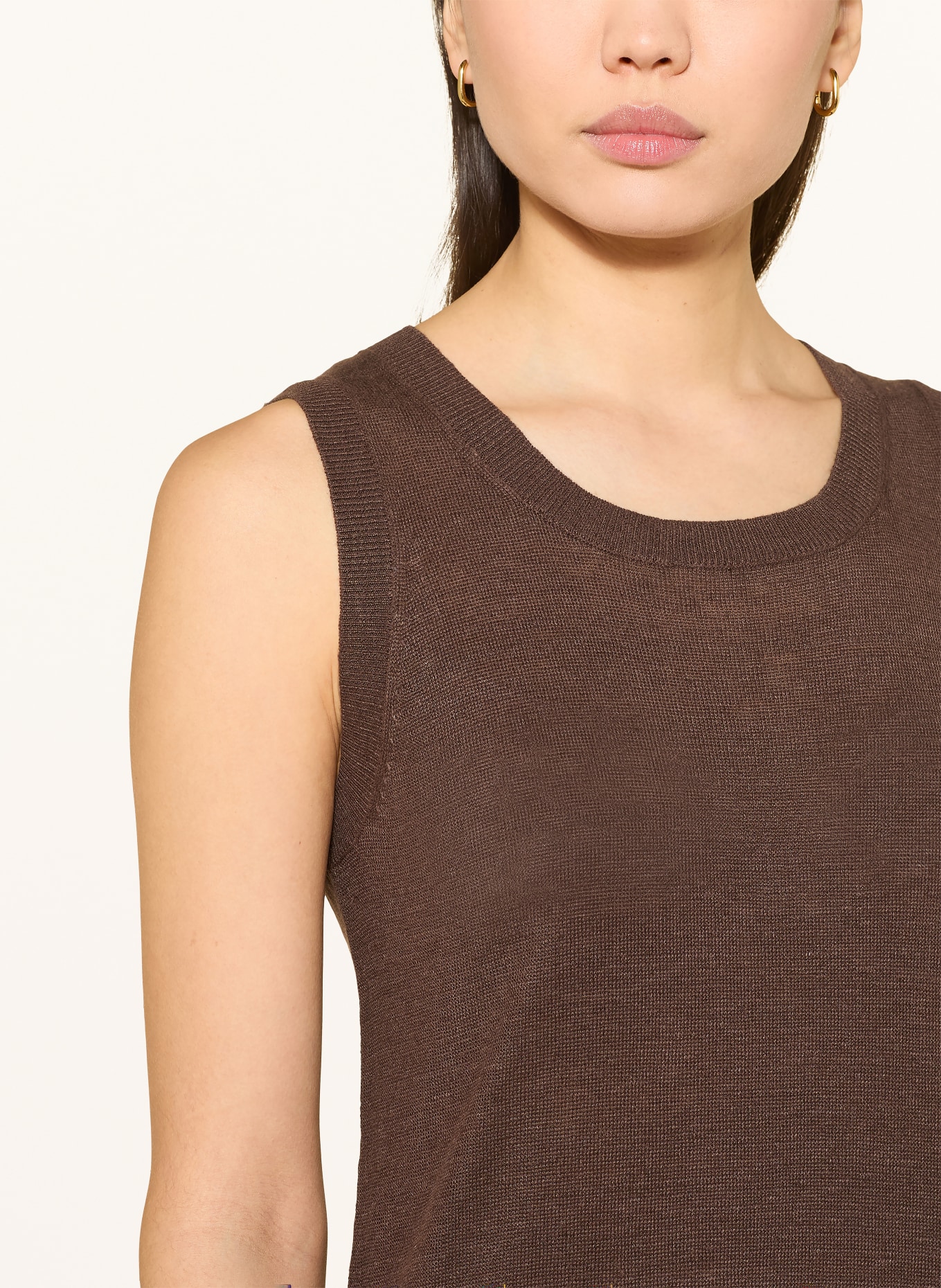 darling harbour Strickkleid aus Leinen: DARK BROWN