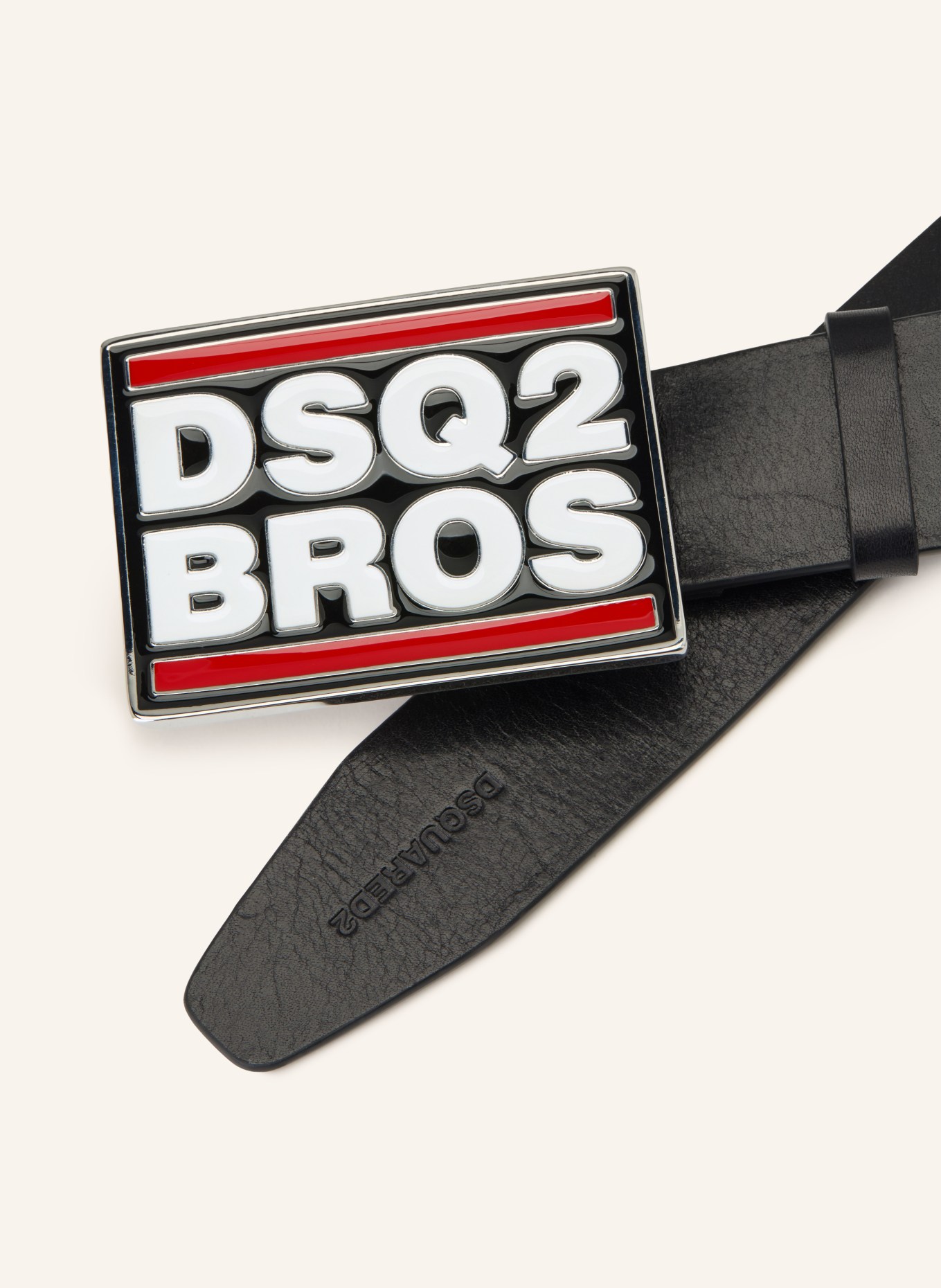 DSQUARED2 Leren riem: ZWART / ROOD / WIT
