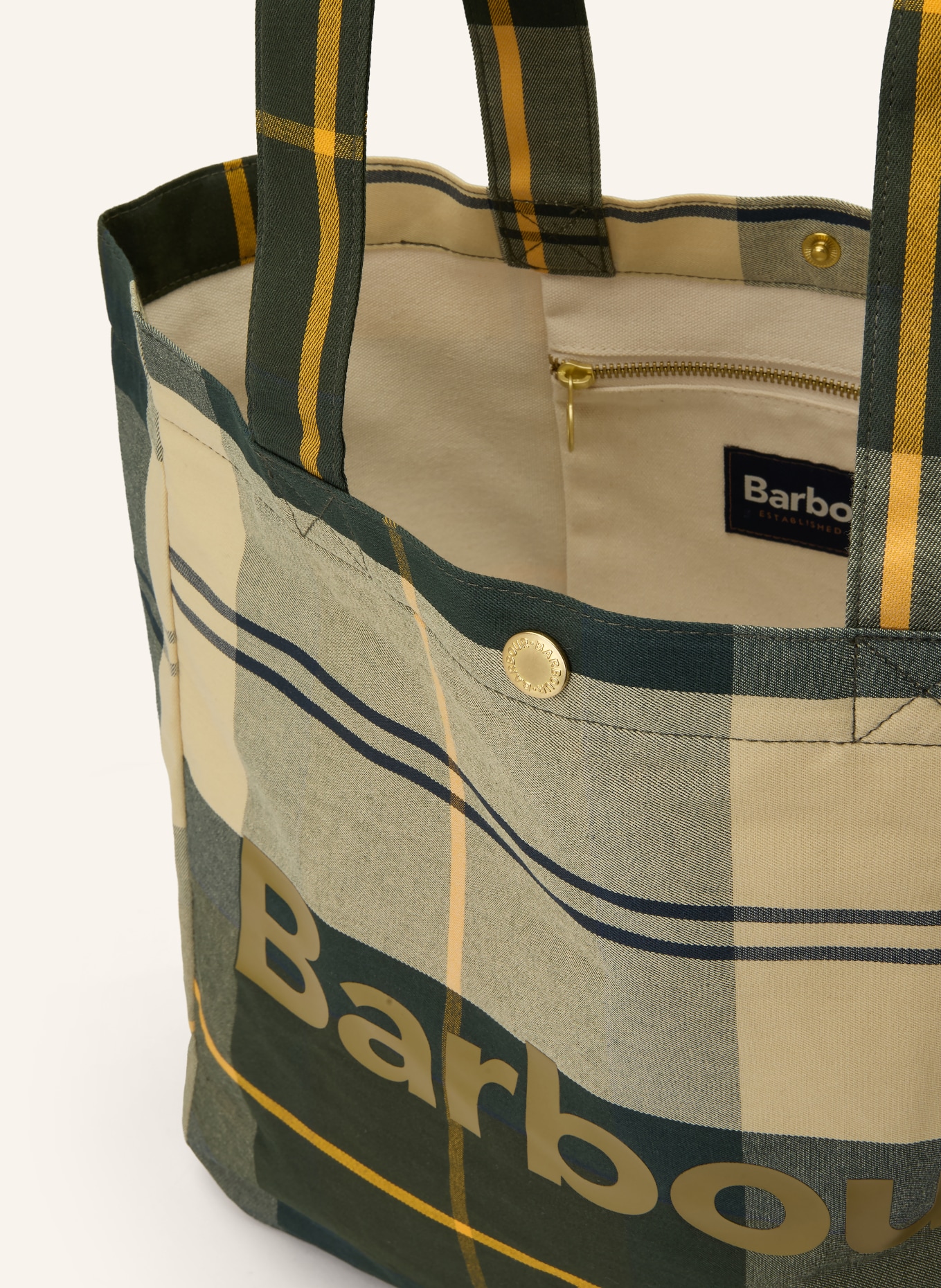 Barbour TELFIELD shopper: DARK GREEN / DARK YELLOW / LIGHT GREEN