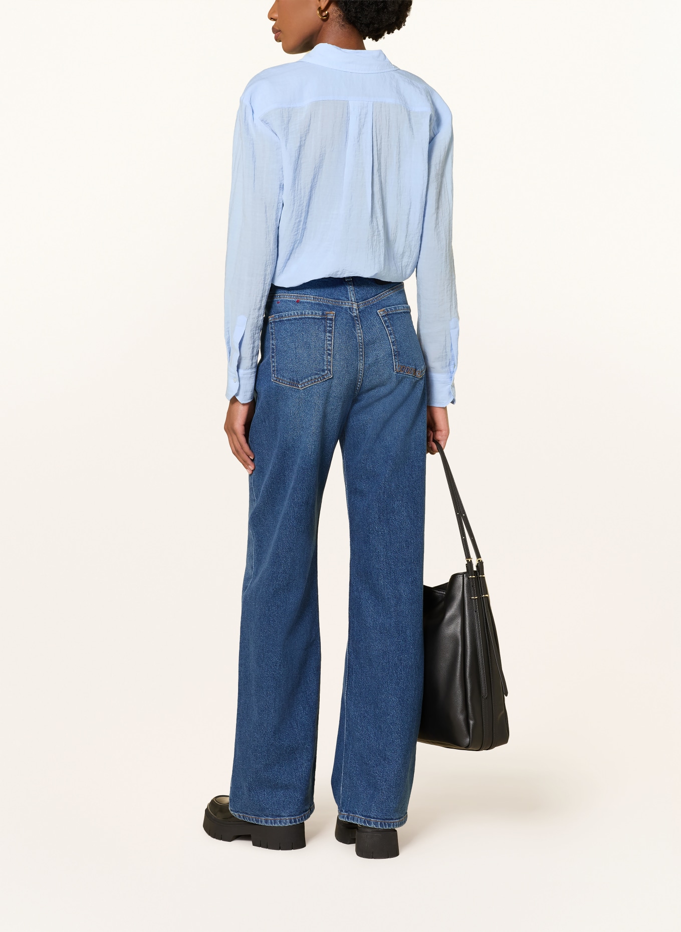 HUGO Bluzka koszulowa ELLODHY: JASNONIEBIESKI