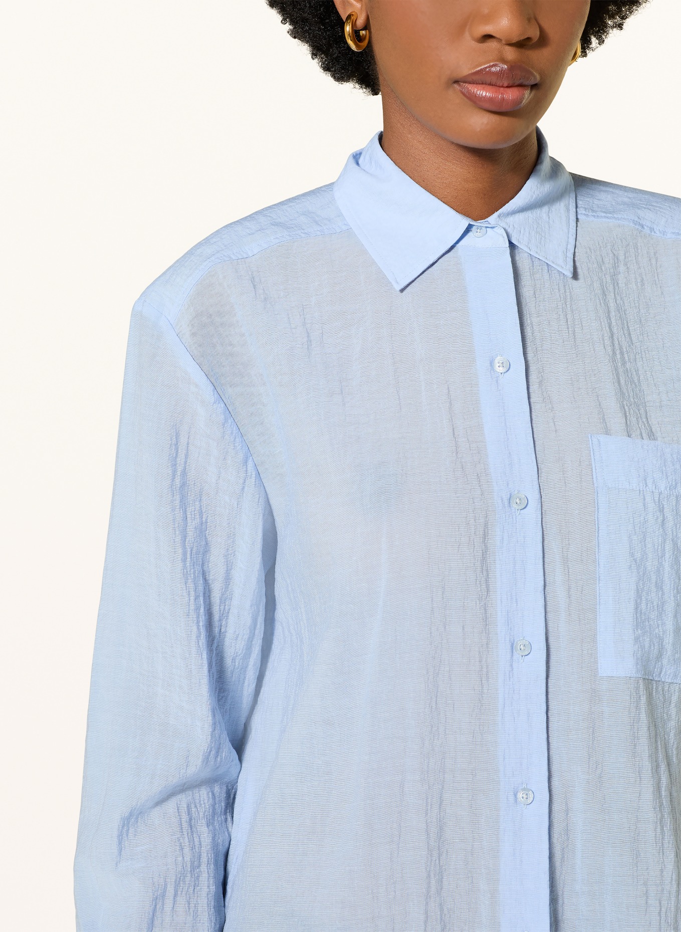 HUGO Bluzka koszulowa ELLODHY: JASNONIEBIESKI