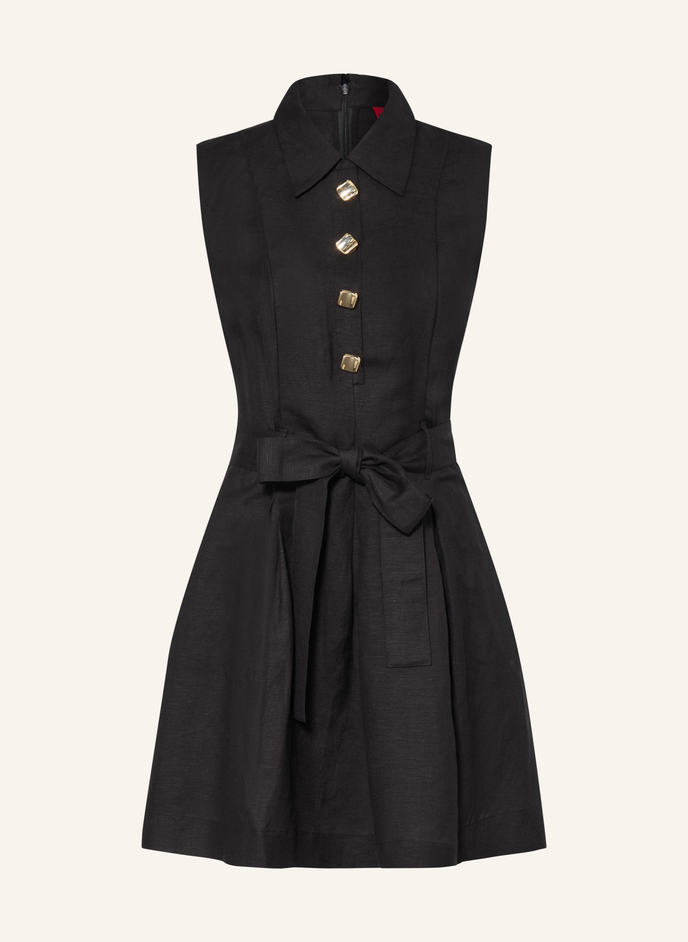 HUGO KALEISI shirt dress with linen: BLACK