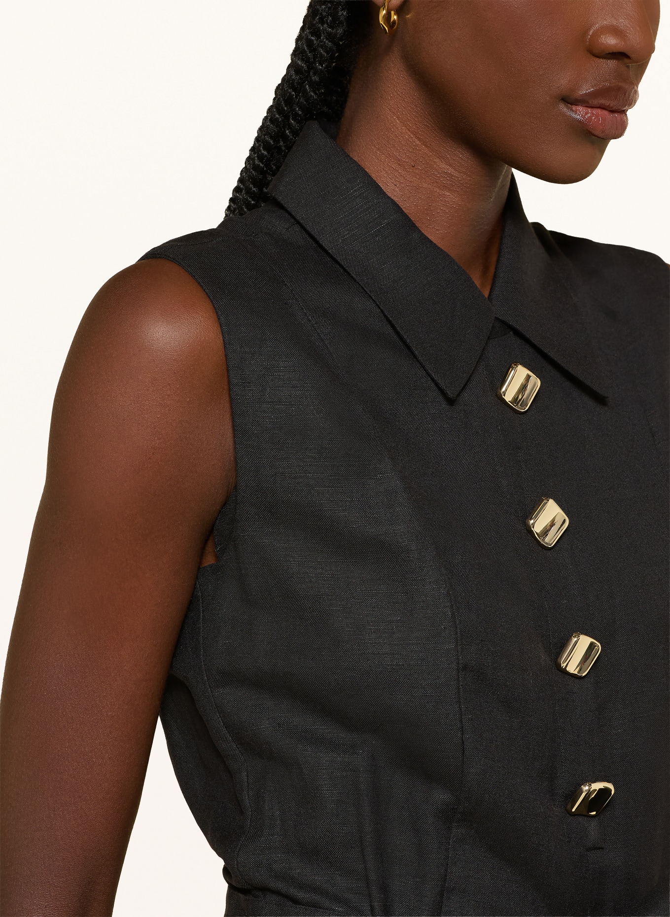 HUGO KALEISI shirt dress with linen: BLACK