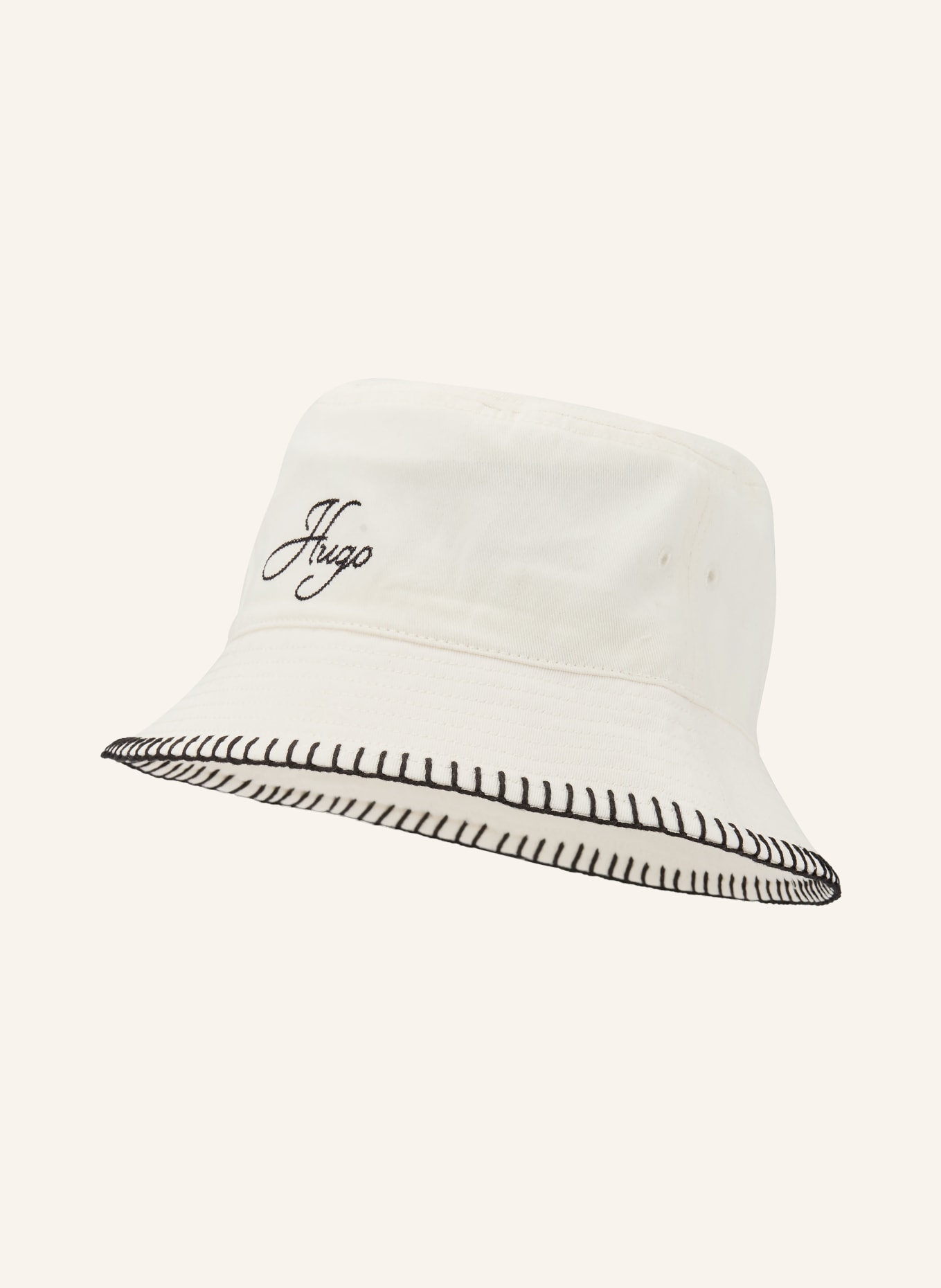 HUGO Bucket-Hat BAYLA: CREME / SCHWARZ