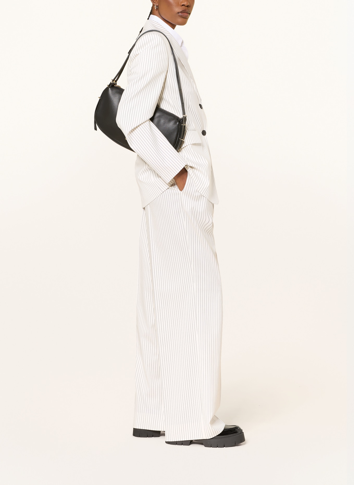 HUGO Marlenehose HEJULY: ECRU / SCHWARZ