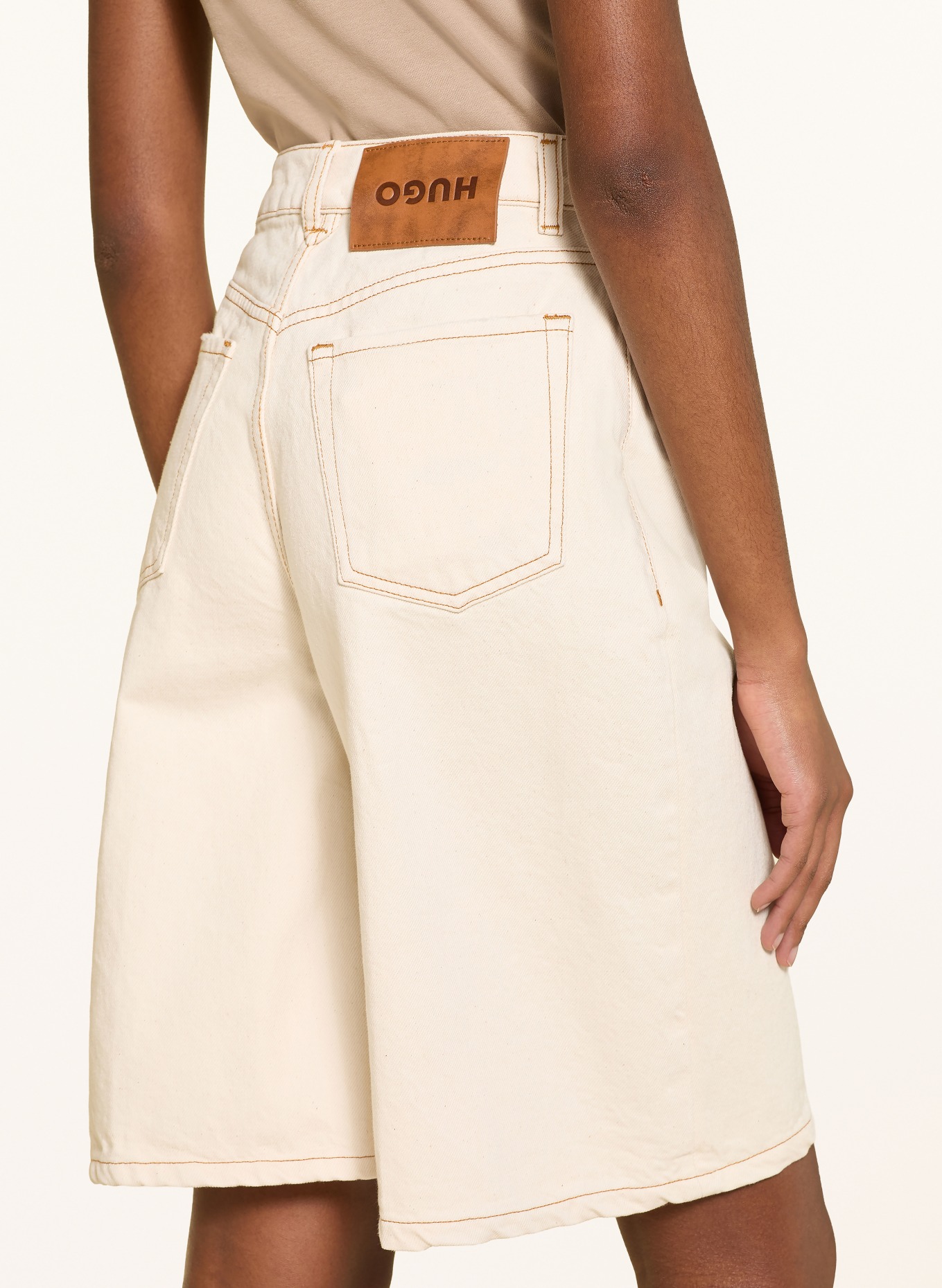 HUGO Jeansowe bermudy GELITA: BEŻOWY