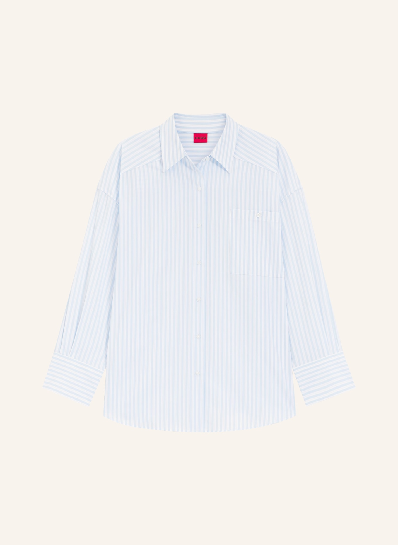 HUGO Oversized overhemdblouse EUSTYNA: LICHTBLAUW / WIT