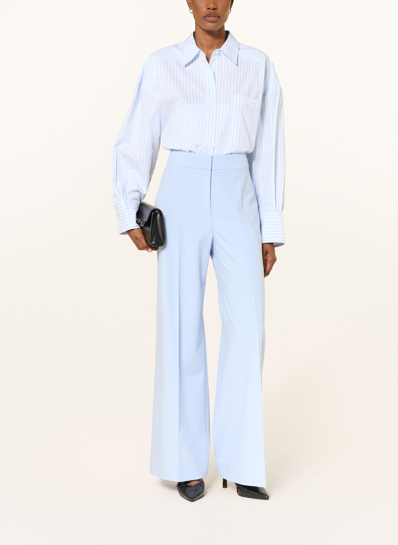 HUGO Oversized overhemdblouse EUSTYNA: LICHTBLAUW / WIT