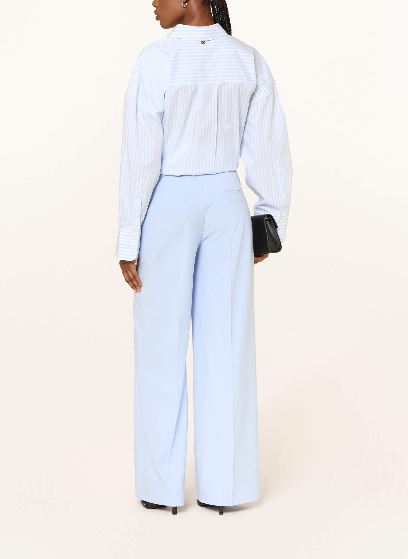 HUGO Oversized overhemdblouse EUSTYNA: LICHTBLAUW / WIT