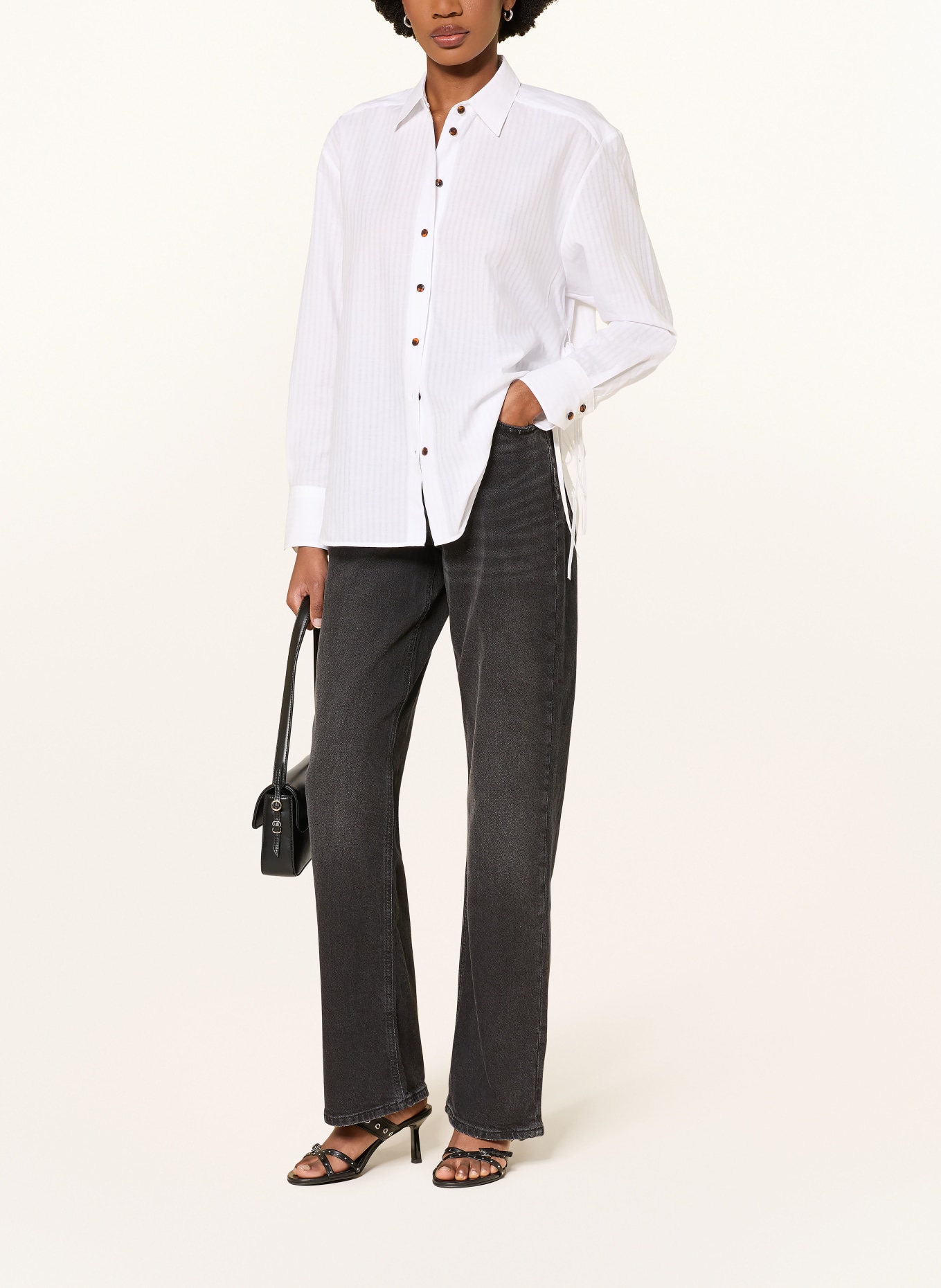 HUGO Bluzka koszulowa ERIGERON: BIAŁY / JASNOCZARY