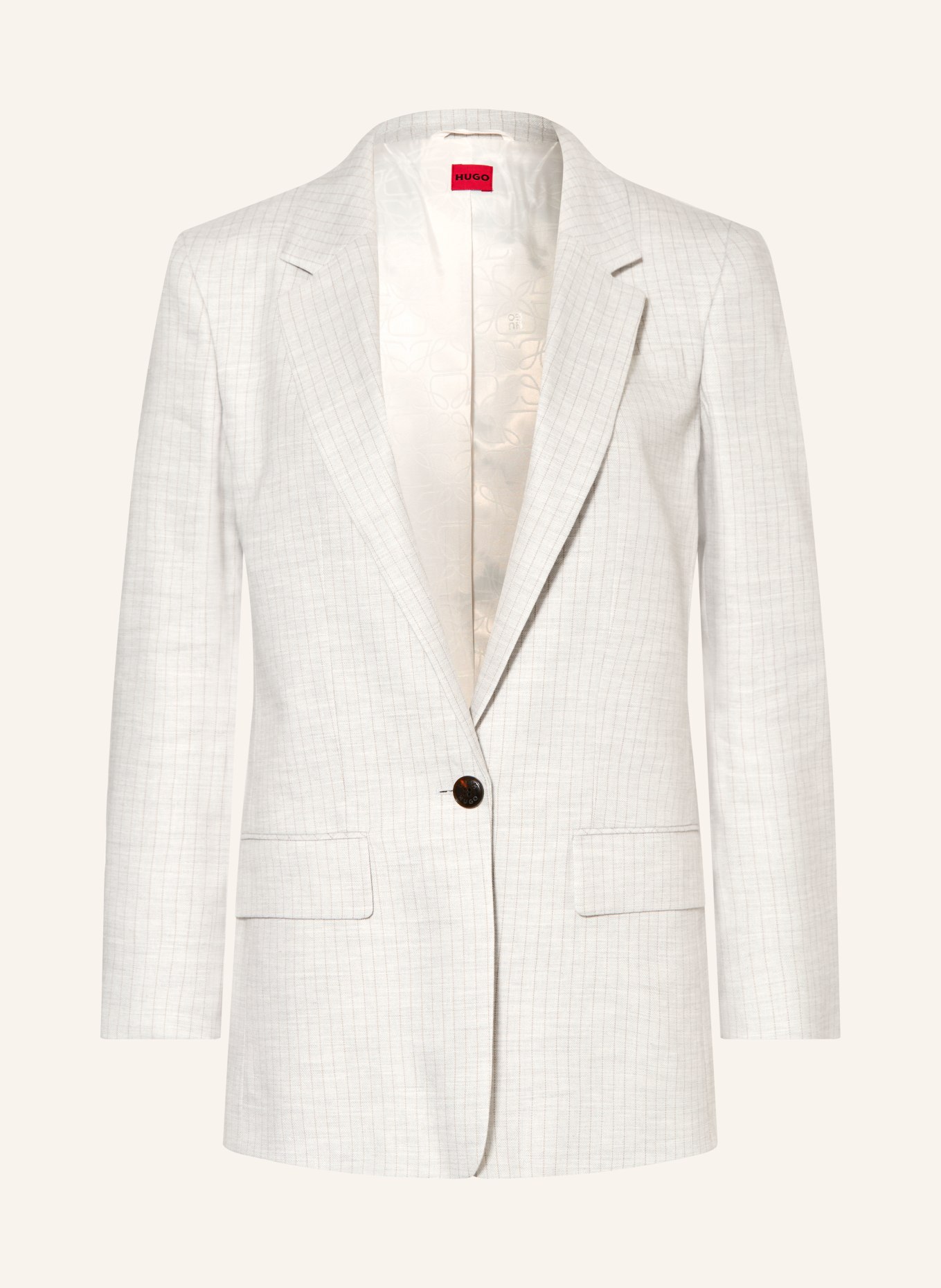 HUGO ANETTEA Blazer with Linen: LIGHT GRAY / BEIGE