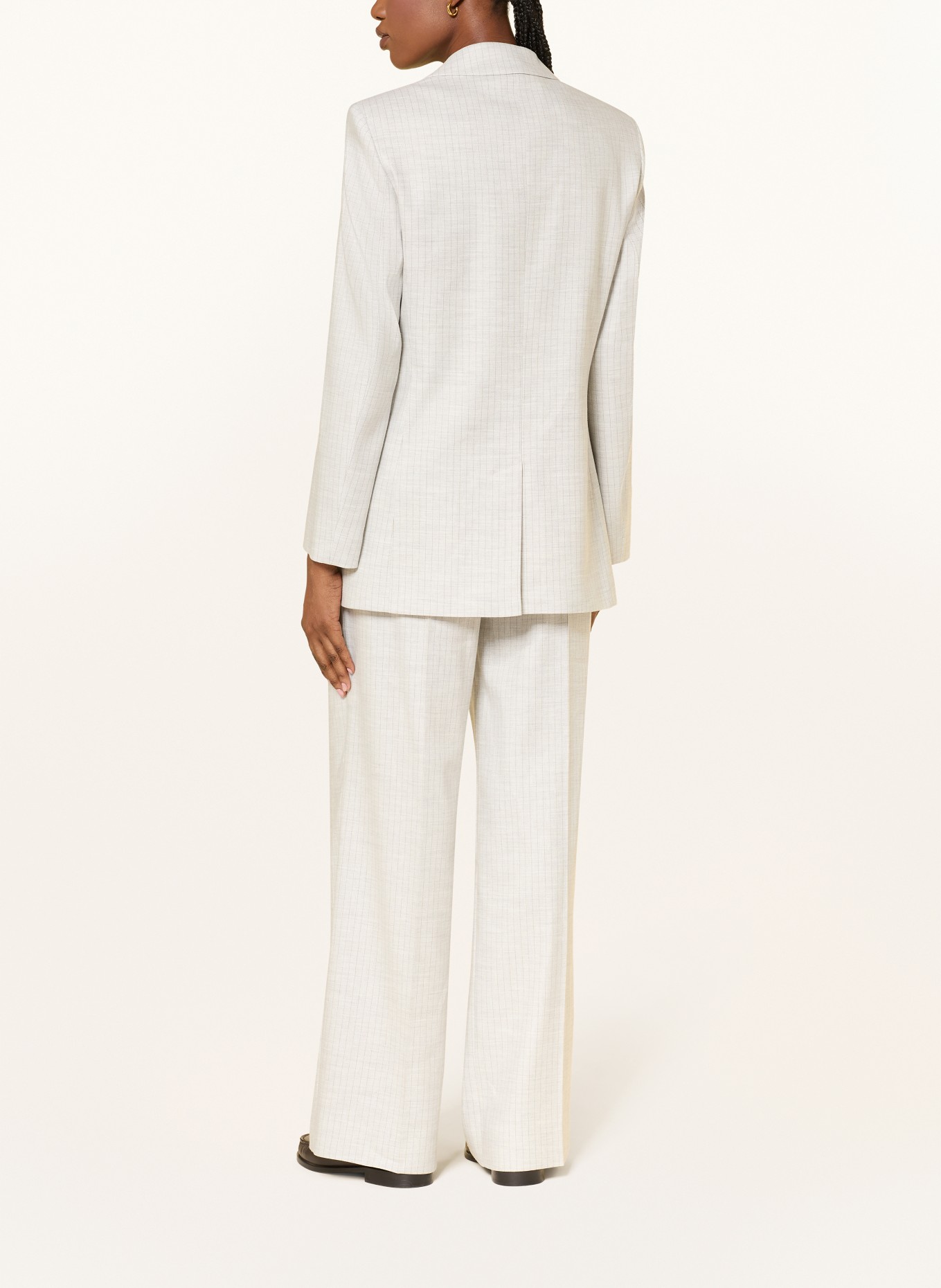 HUGO ANETTEA Blazer with Linen: LIGHT GRAY / BEIGE