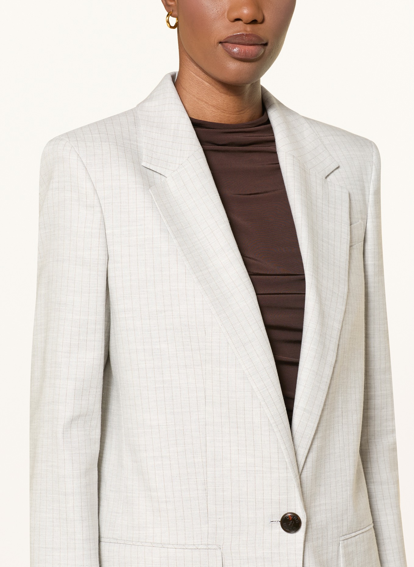 HUGO ANETTEA Blazer with Linen: LIGHT GRAY / BEIGE