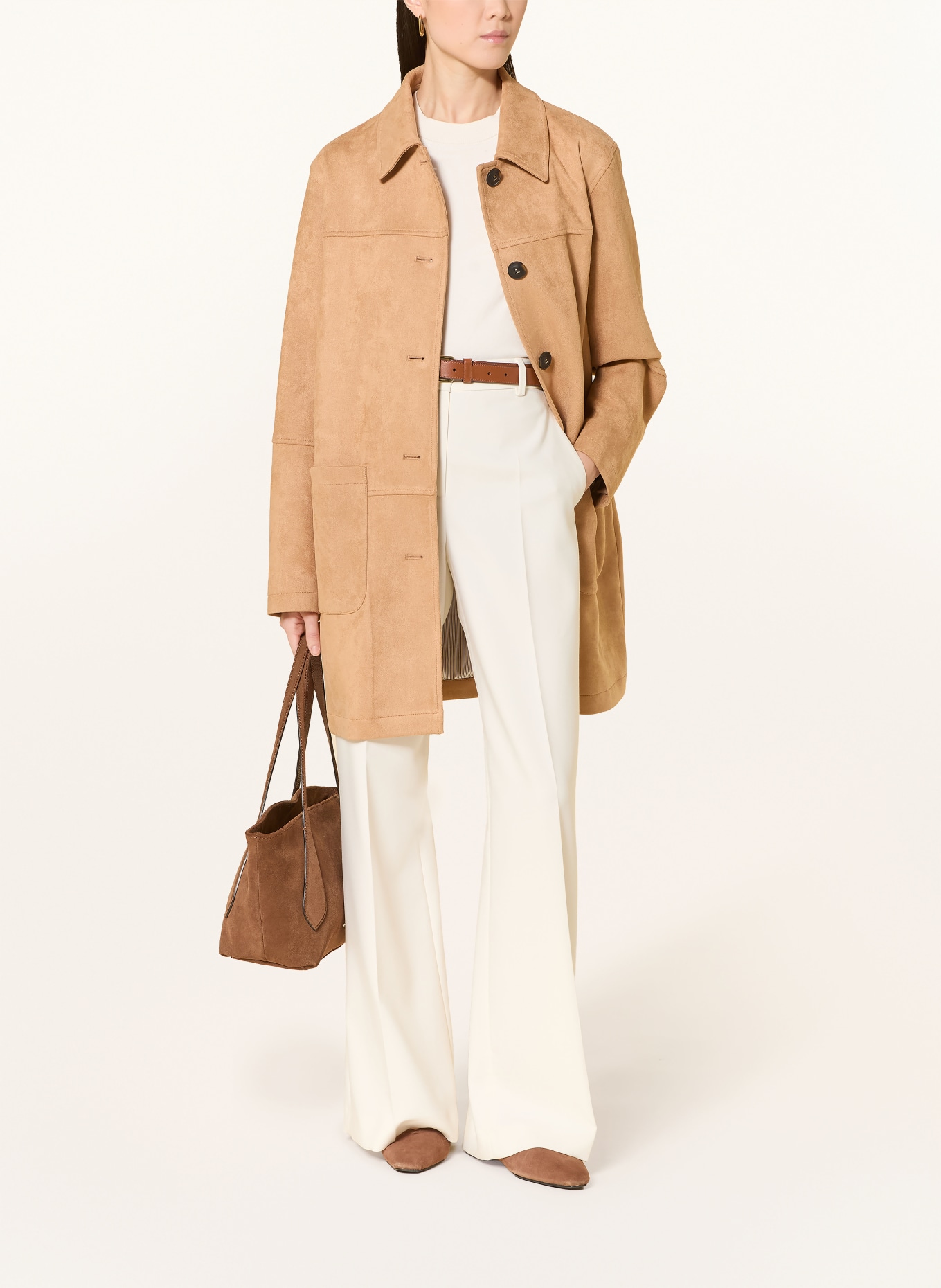 FUCHS SCHMITT Mantel in Lederoptik: CAMEL