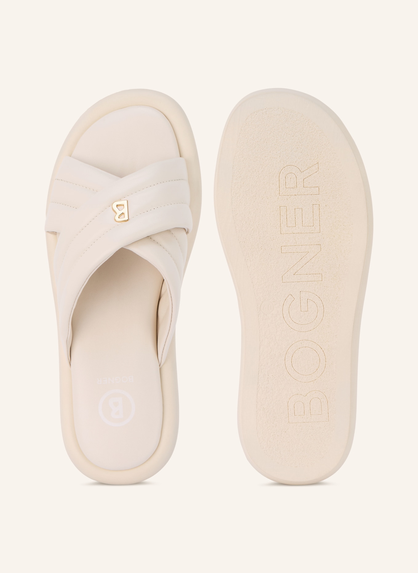 BOGNER Slippers PORTOFINO: CRÈME / GOUD