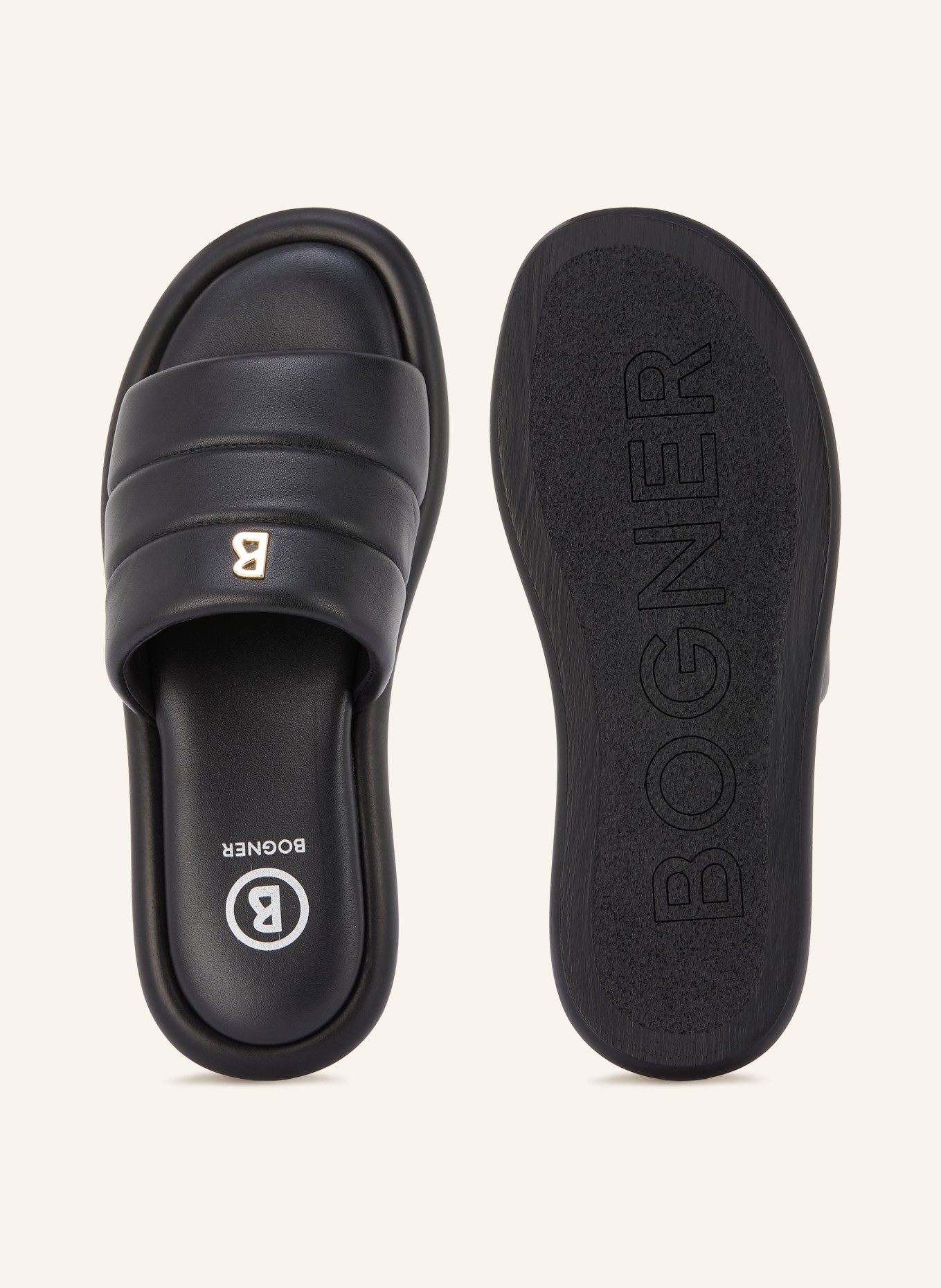 BOGNER Slippers PORTOFINO: ZWART / GOUD