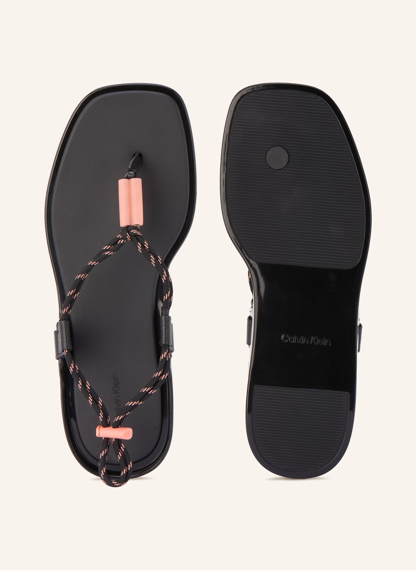 Calvin Klein Zehentrenner: SCHWARZ / LACHS