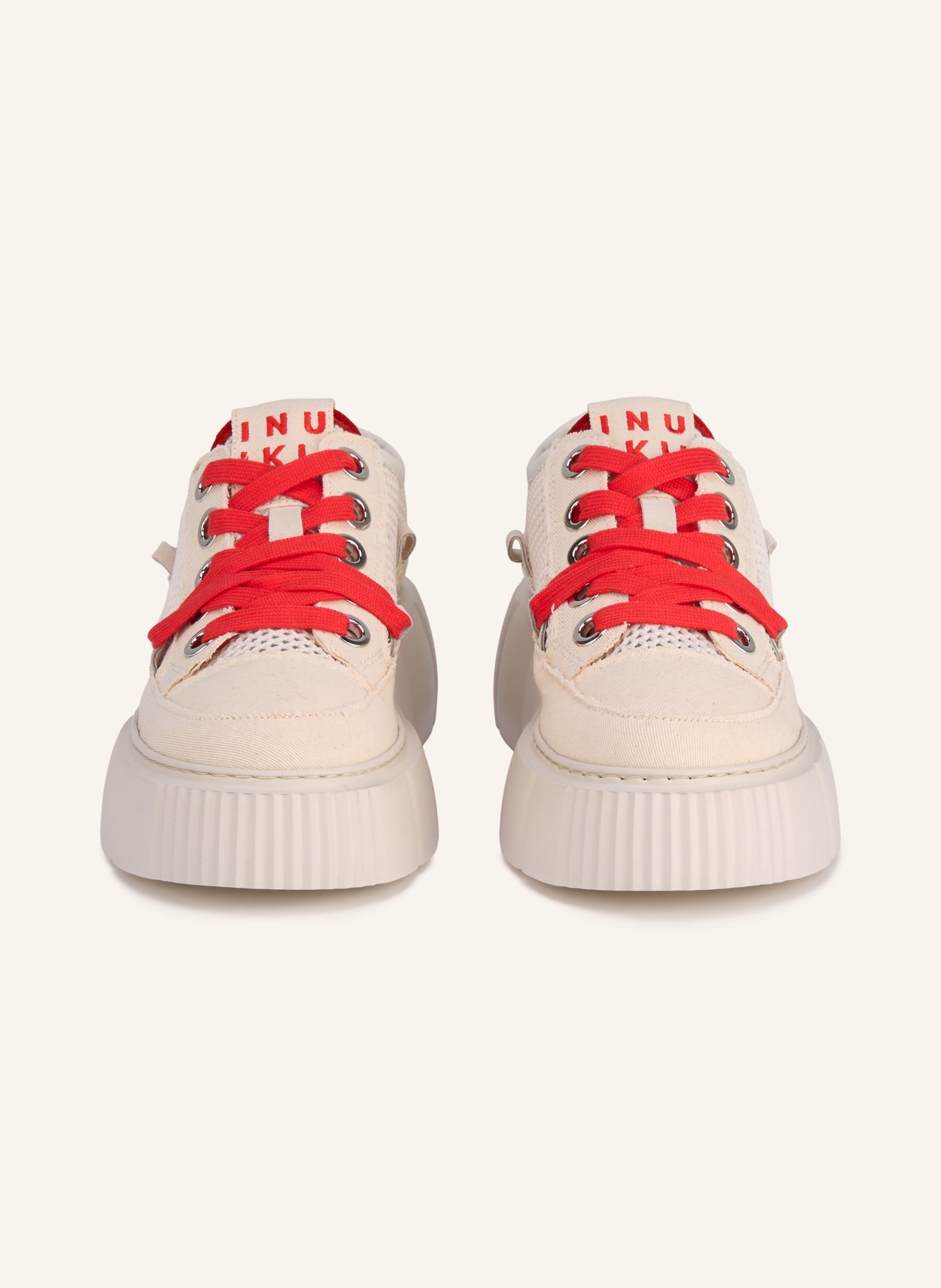 INUIKII Trampki MATILDA NET: KREMOWY / CZERWONY