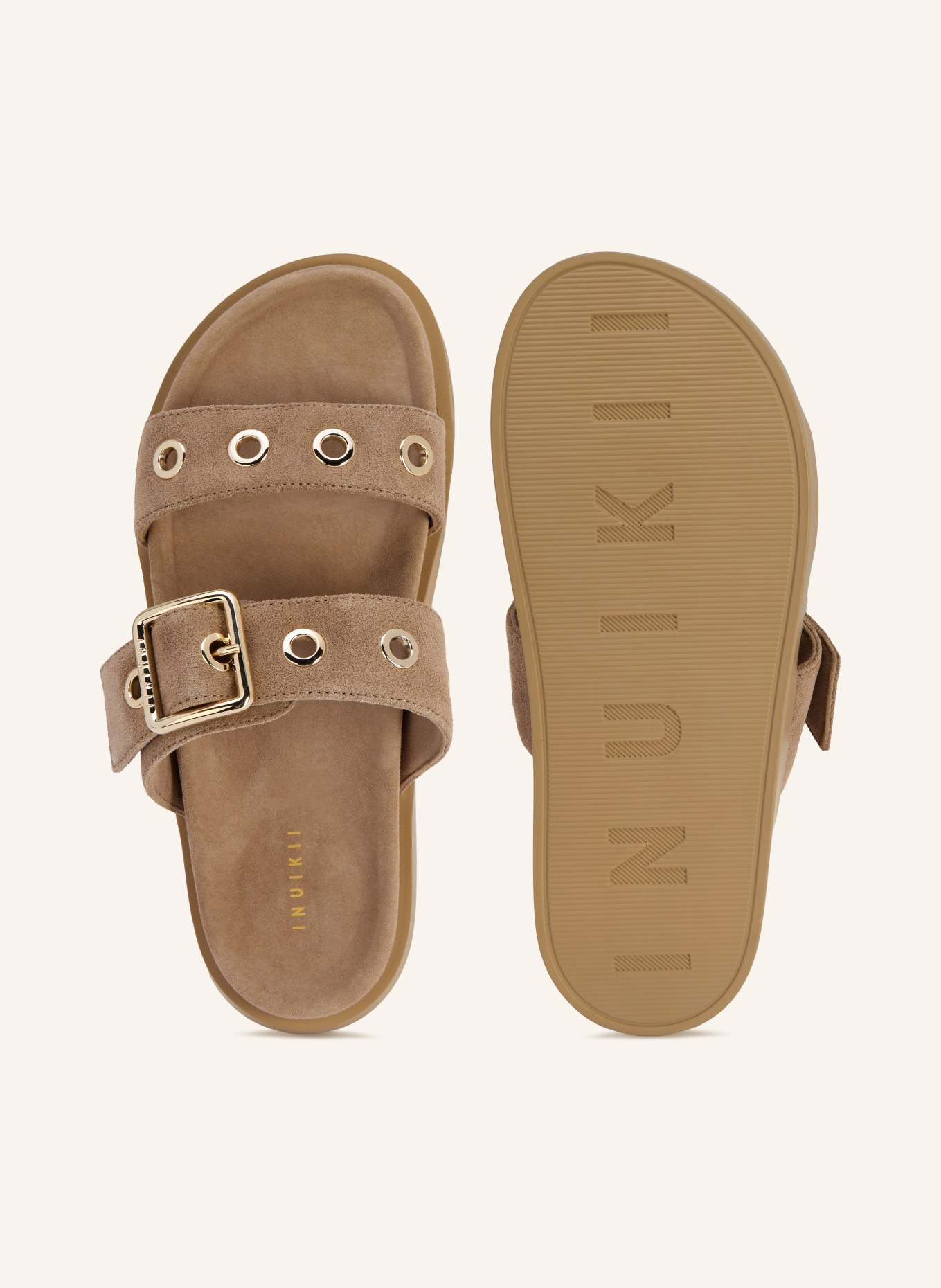 INUIKII Pantoletten TILDA: BEIGE / GOLD