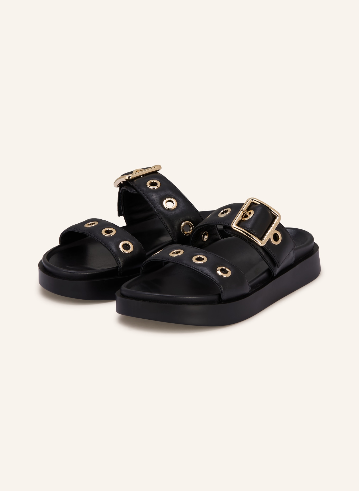 INUIKII Mules TILDA: NOIR / OR