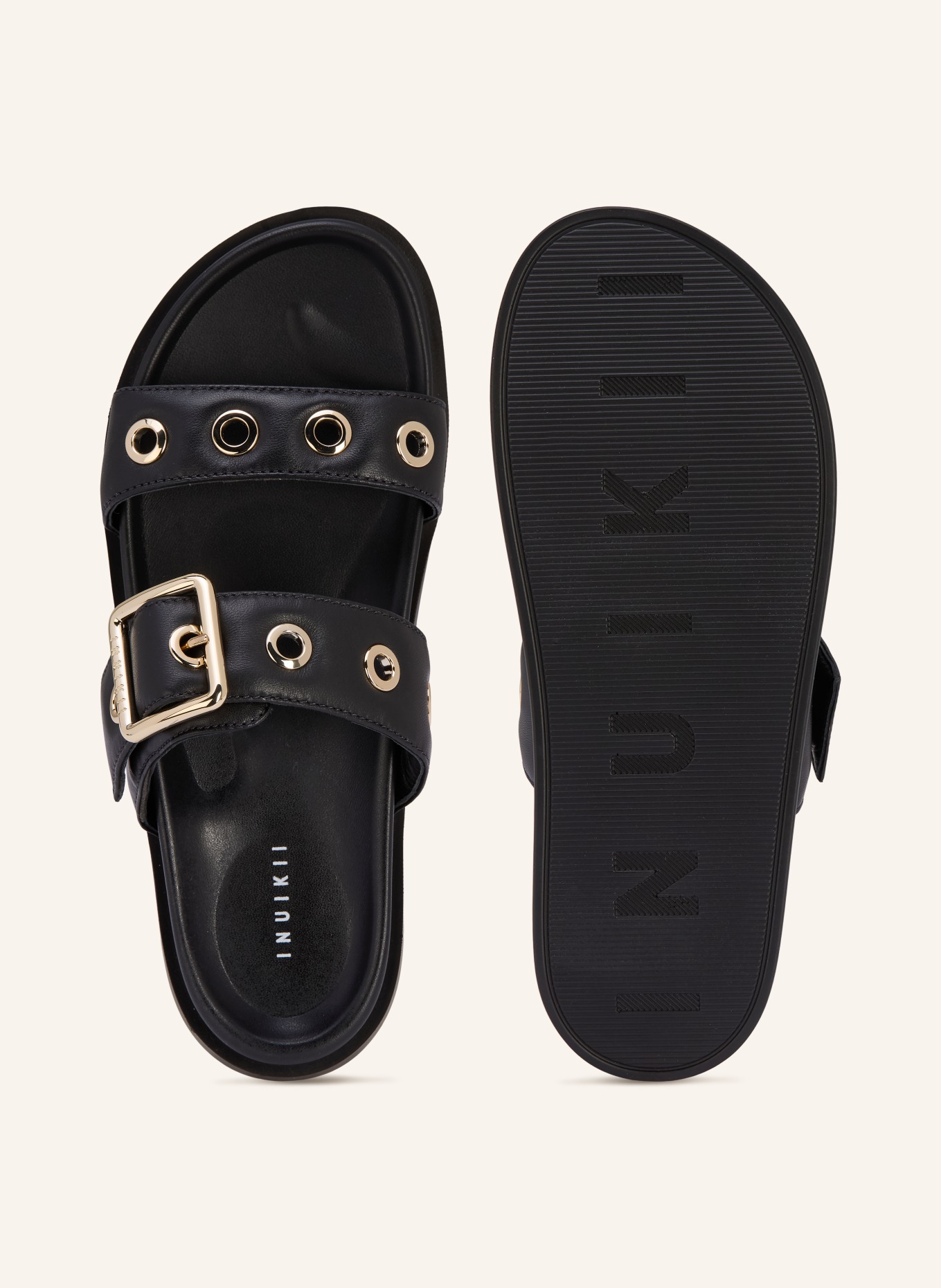 INUIKII Mules TILDA: NOIR / OR