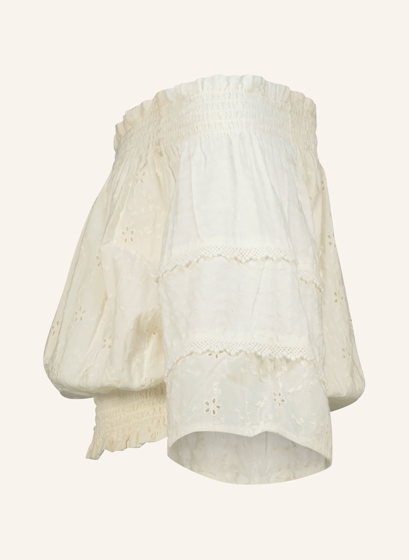 VINGINO Off-Shoulder-Bluse LILIANNE mit Lochspitze und Rüschen: ECRU