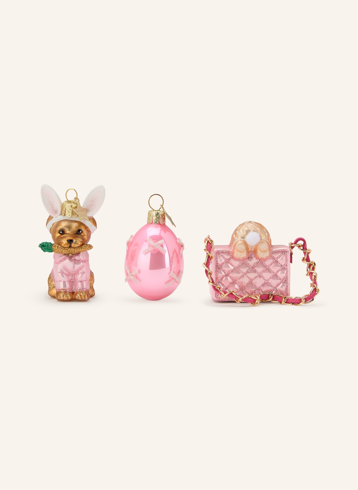 VONDELS 3-piece decorative pendant set BUNNY MAKEOVER: PINK / GOLD / BROWN