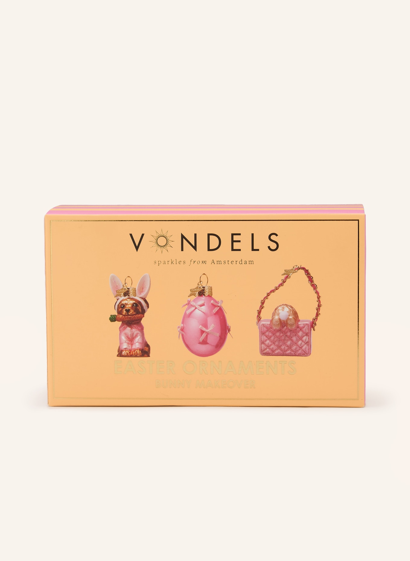 VONDELS 3-piece decorative pendant set BUNNY MAKEOVER: PINK / GOLD / BROWN